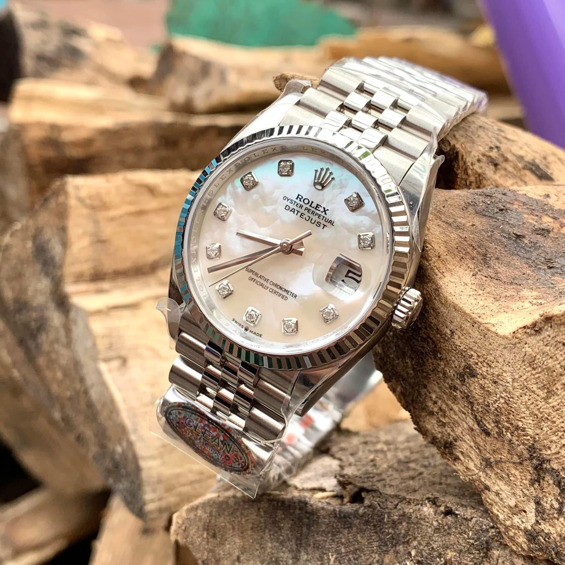 Rolex DateJust Replica Watch Natural Mother of Pearl Dial Moissanite Markers 41mm - Top club