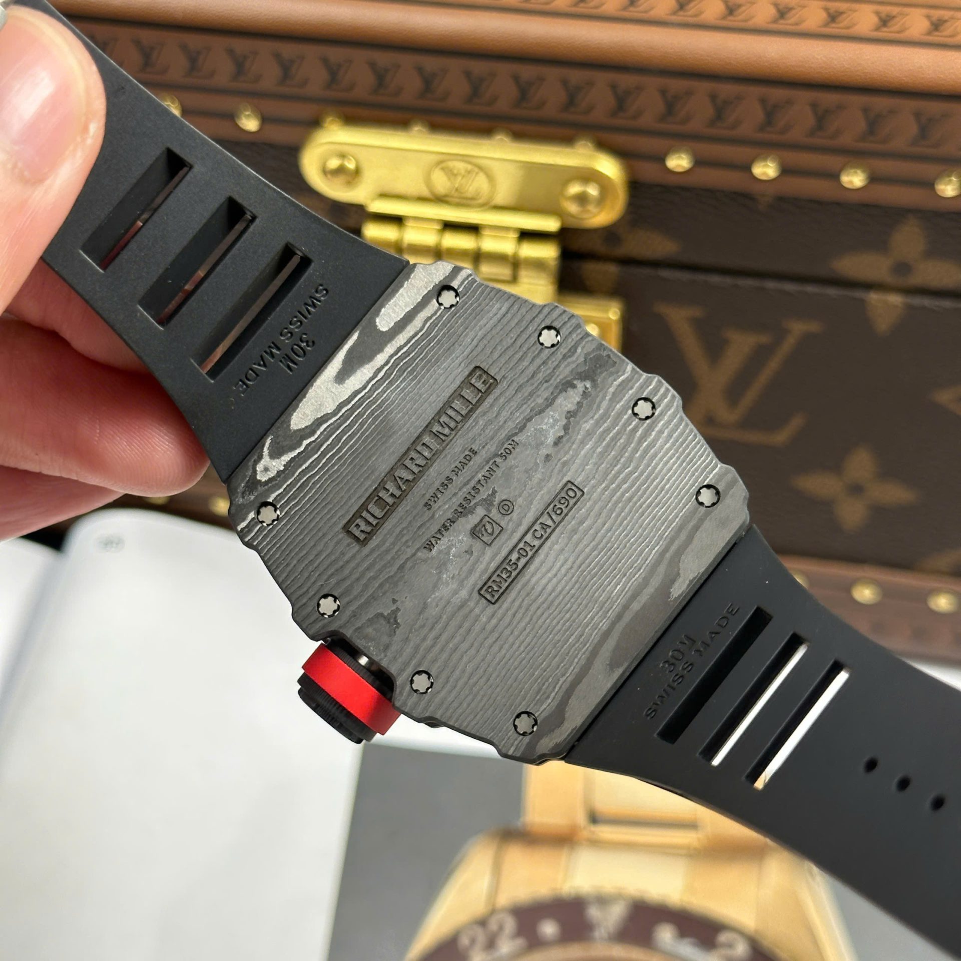 Richard Mille RM35-01 Rafael Nadal Carbon NTPT Replica Watches Black Rubber Strap ZF Factory 49,9x43mm - Top club