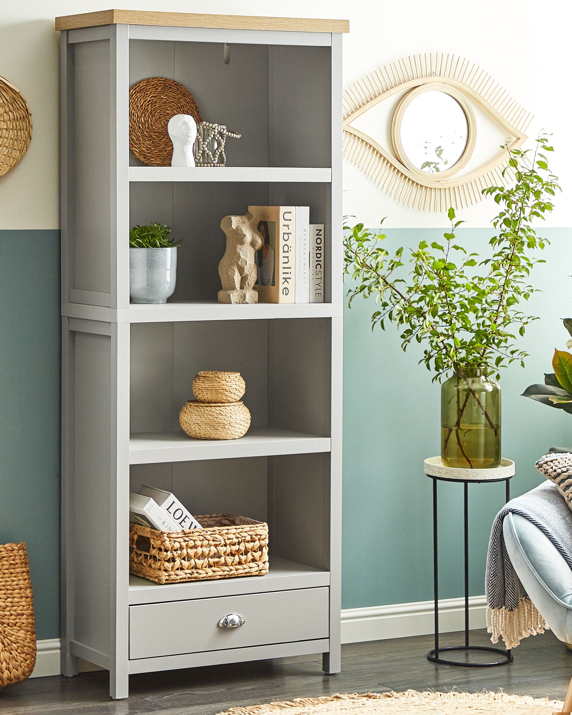 4 Tier Bookcase CLIO 180 cm Light Grey