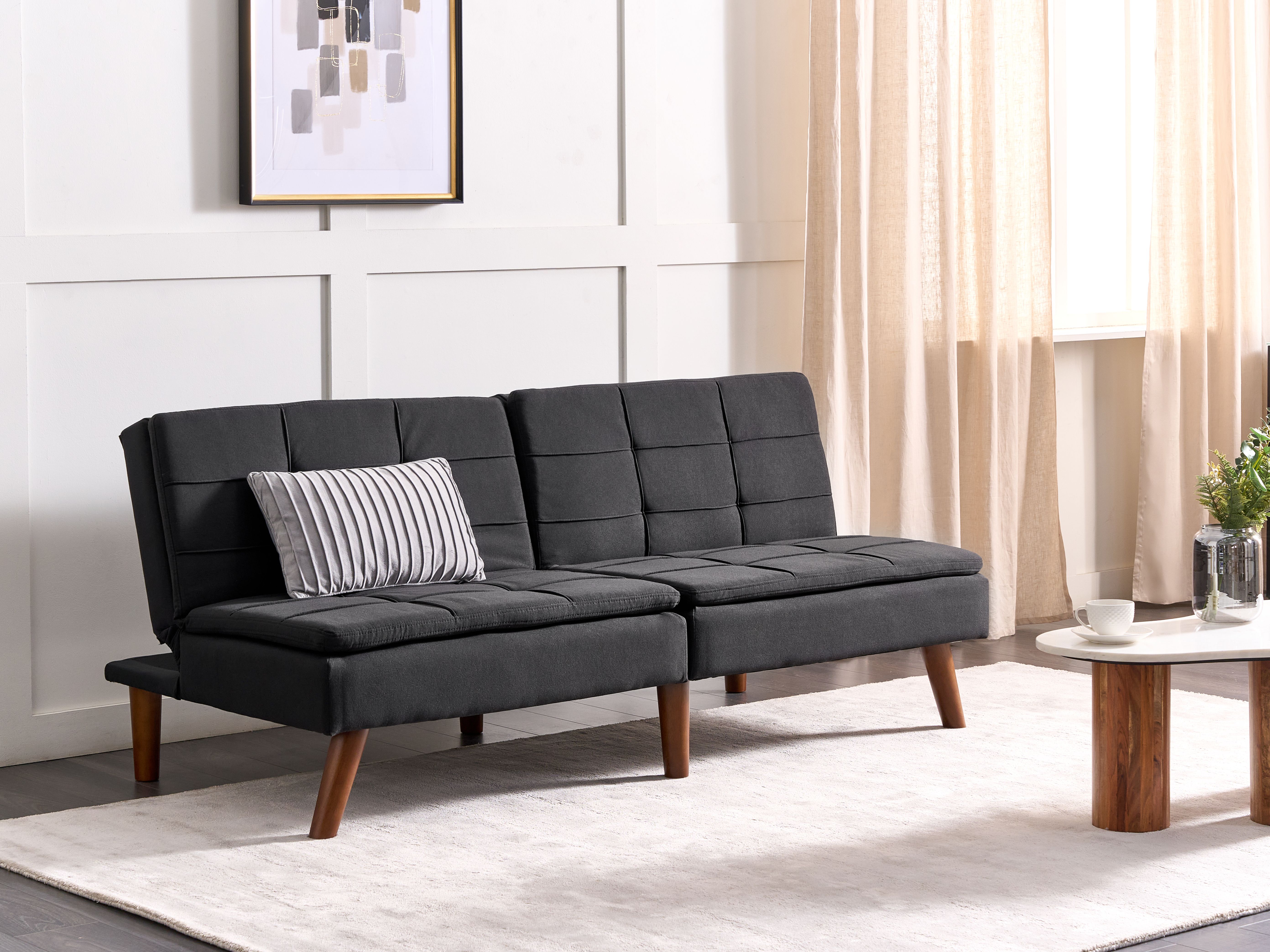 Sofa Bed 3 Seater RONNE Fabric Black