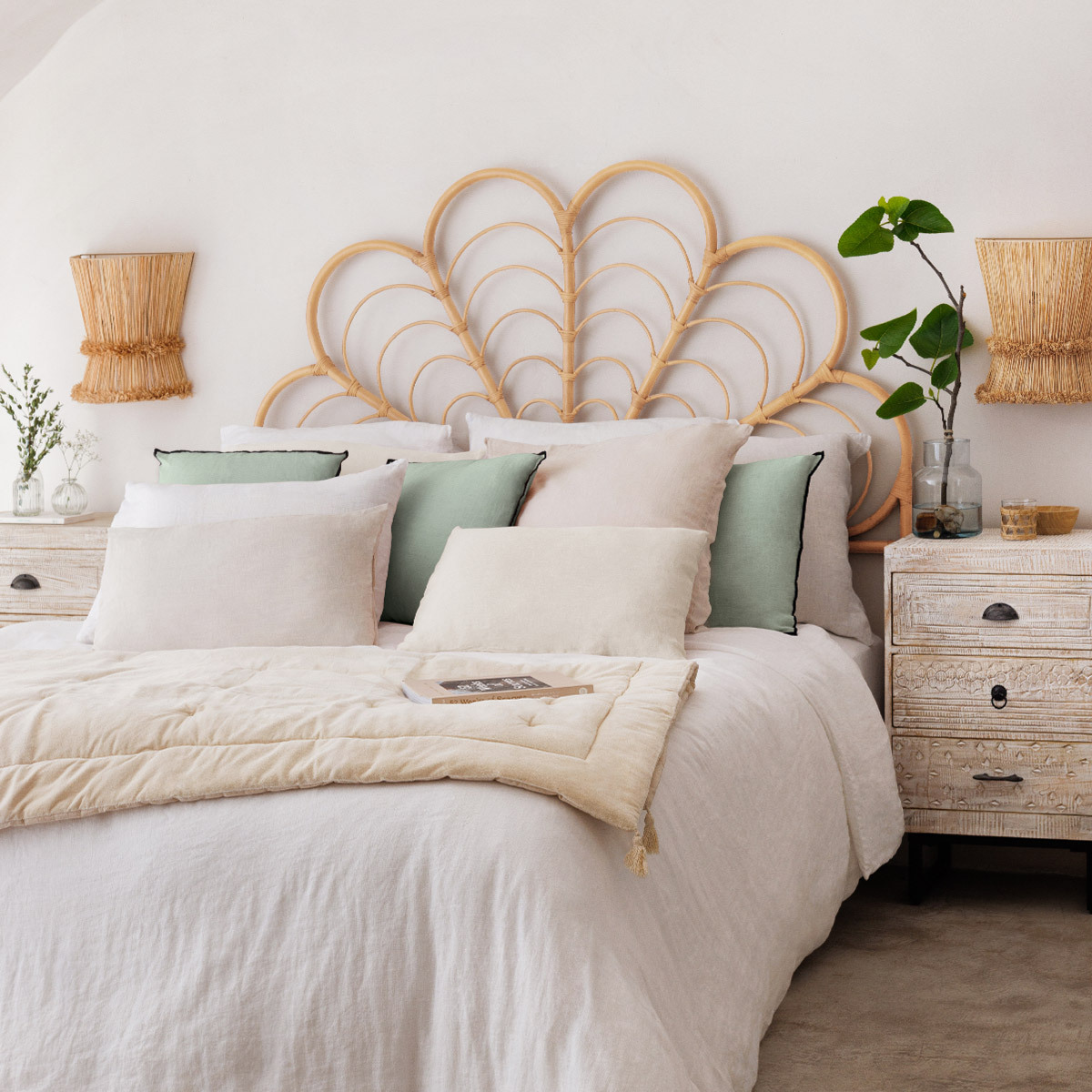 Duvet cover "Linah", washed linen White, 260x240 cm