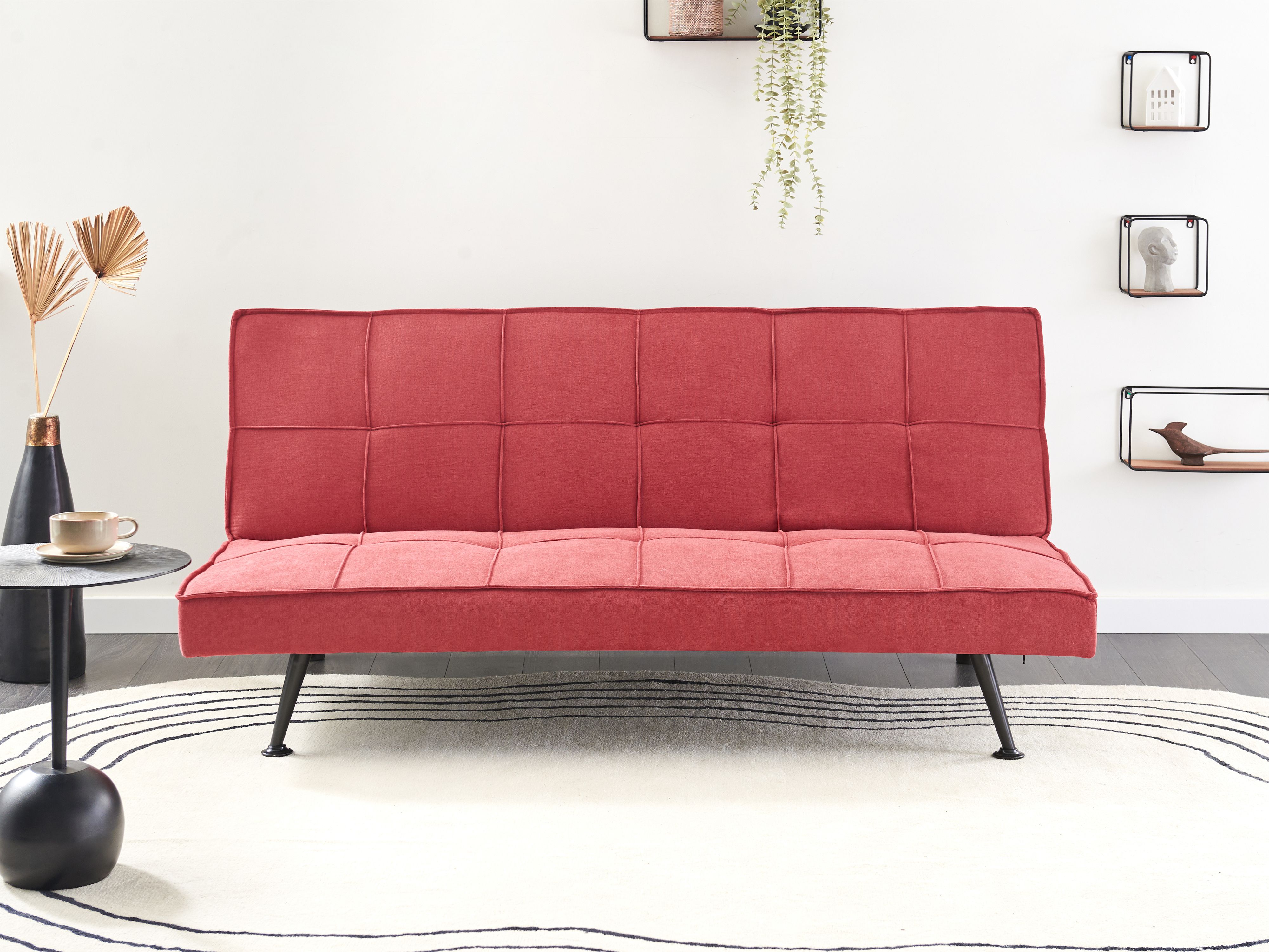 Sofa Bed 3 Seater HASLE Fabric Red