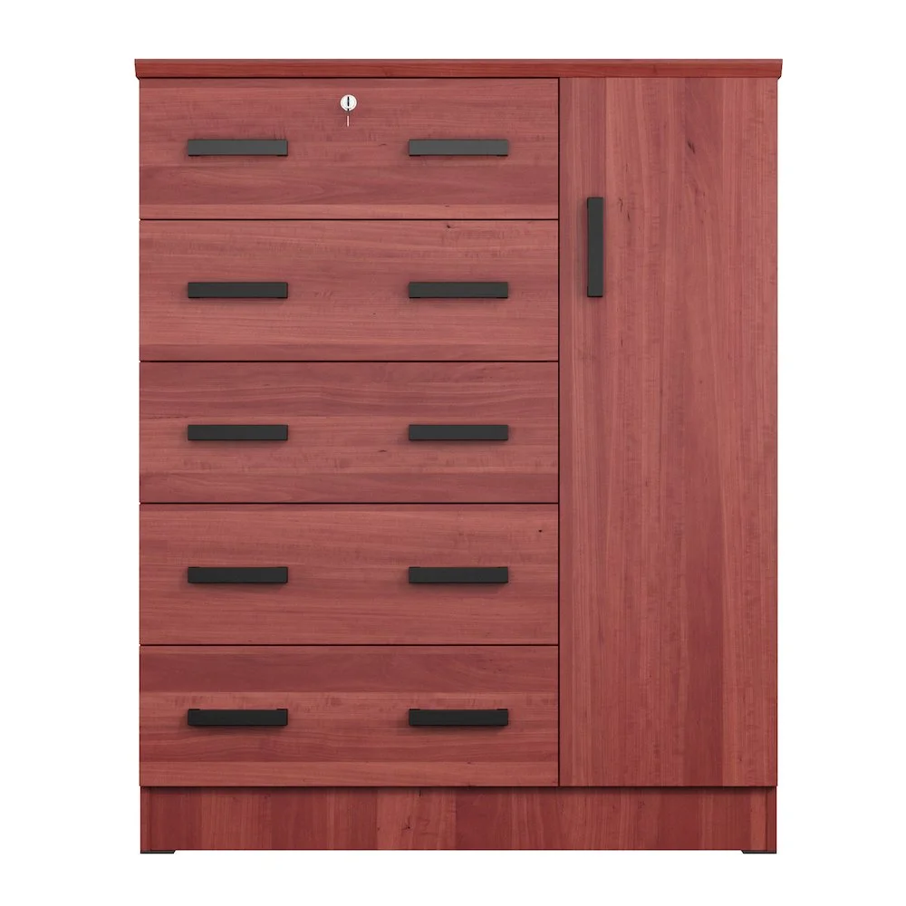 Better Home Products JCF Sofie 5 Drawer Wooden Tall Chest Wardrobe in Mahogany - Image 12