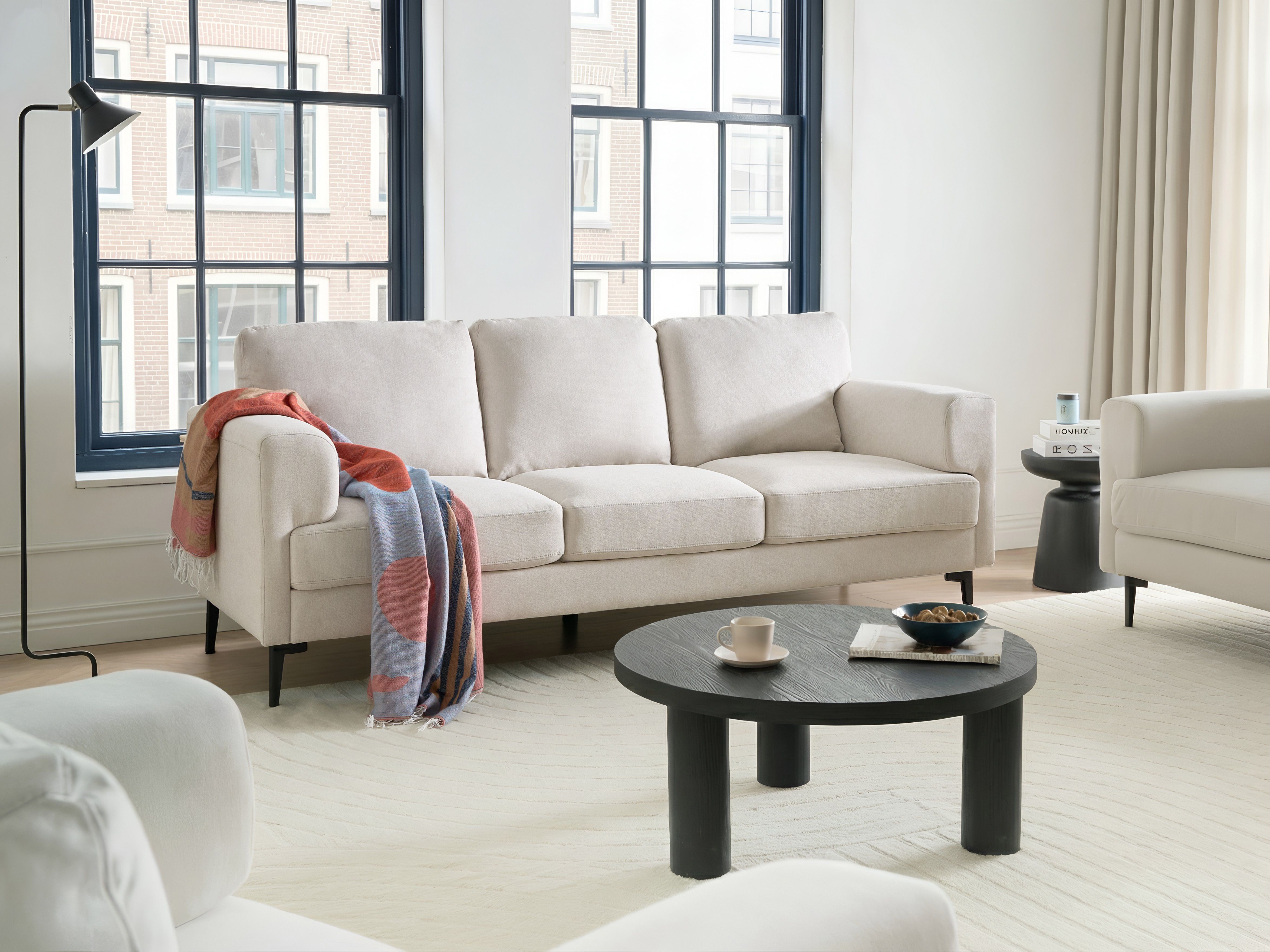 Sofa 3 Seater LOUSTO Fabric Light Beige