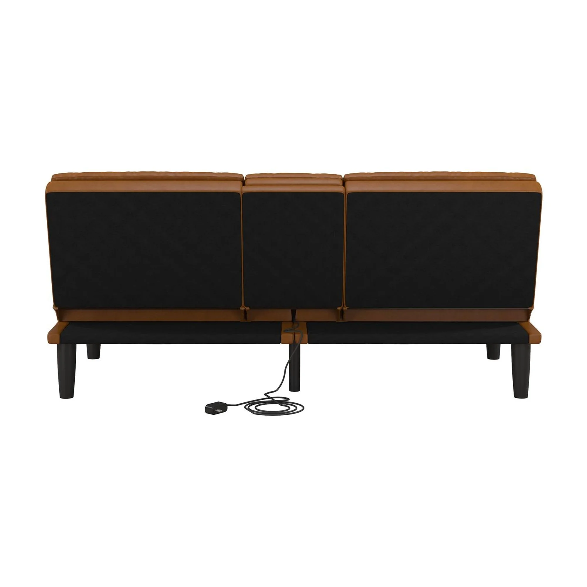 Mainstays Memory Foam 71.5" Futon with Cupholder and USB, Black Faux Leather - Image 51