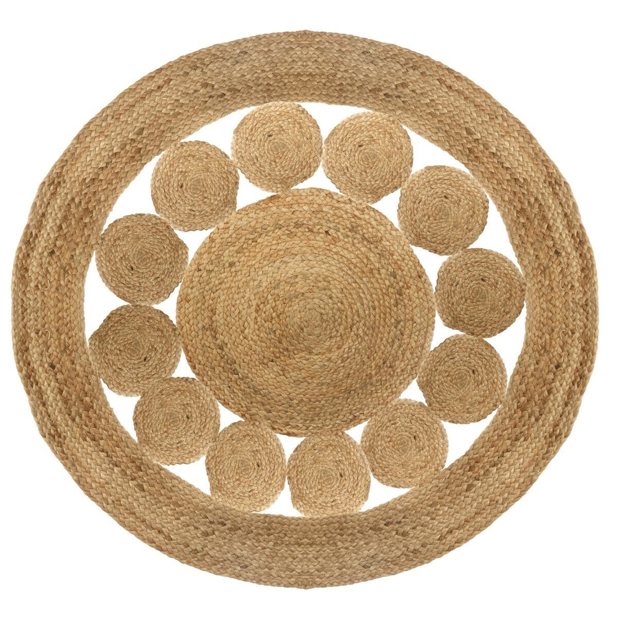 Roung rug, openwork jute Beige, D.120 cm