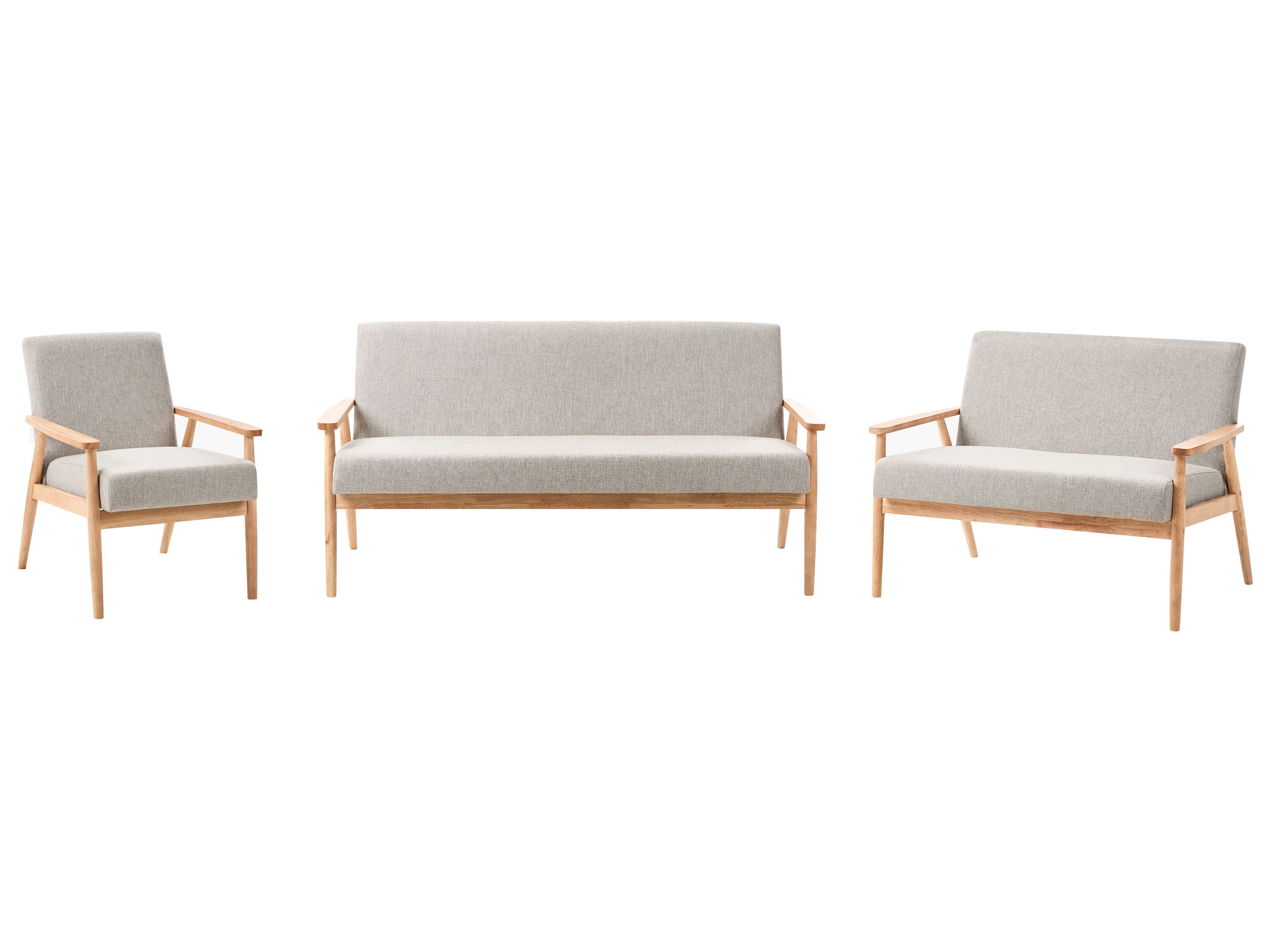 Living Room Set 6 Seater ESRUM Fabric Light Brown/ Grey