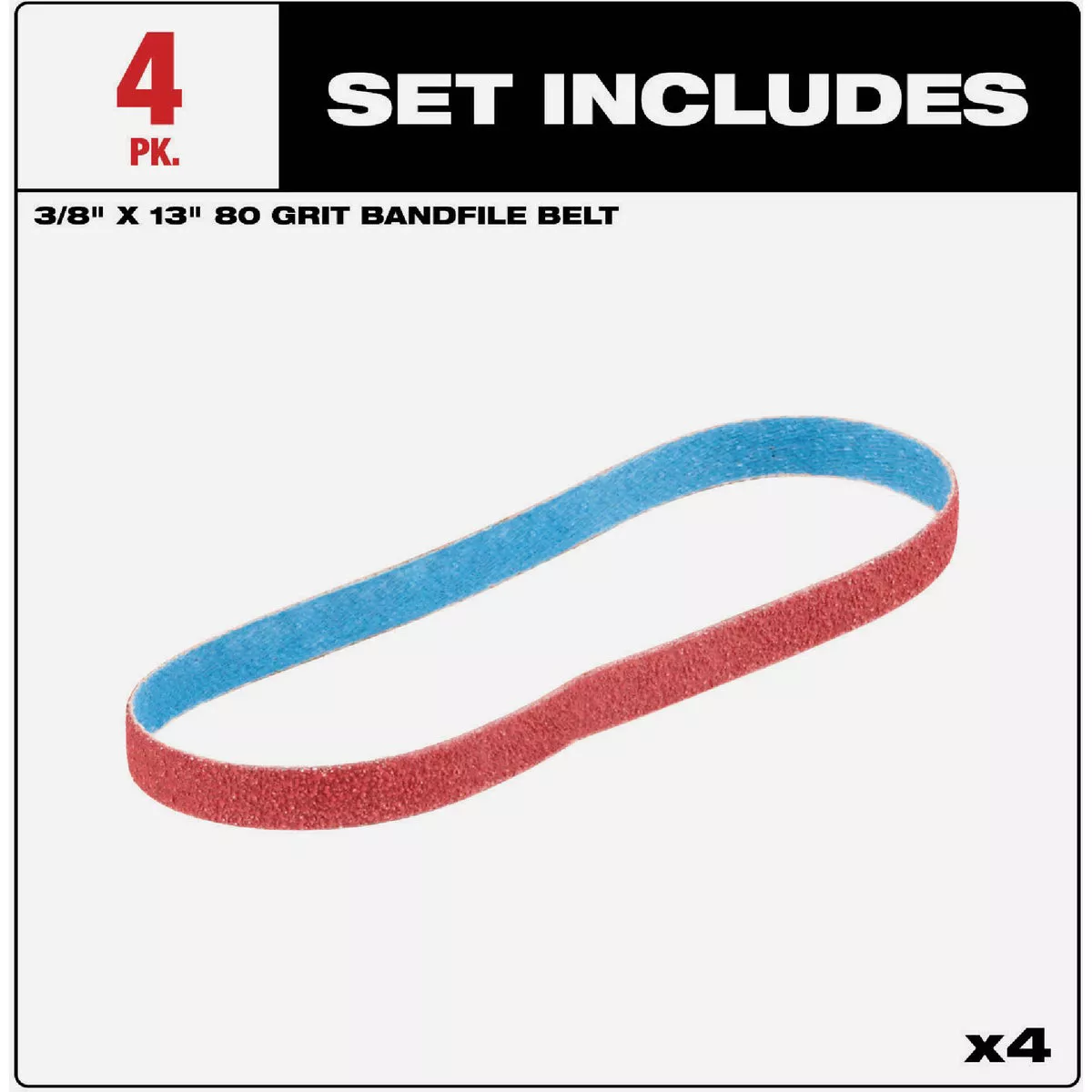 Milwaukee 3/8 In. x 13 In. 80 Grit Bandfile Belt (4-Pack)