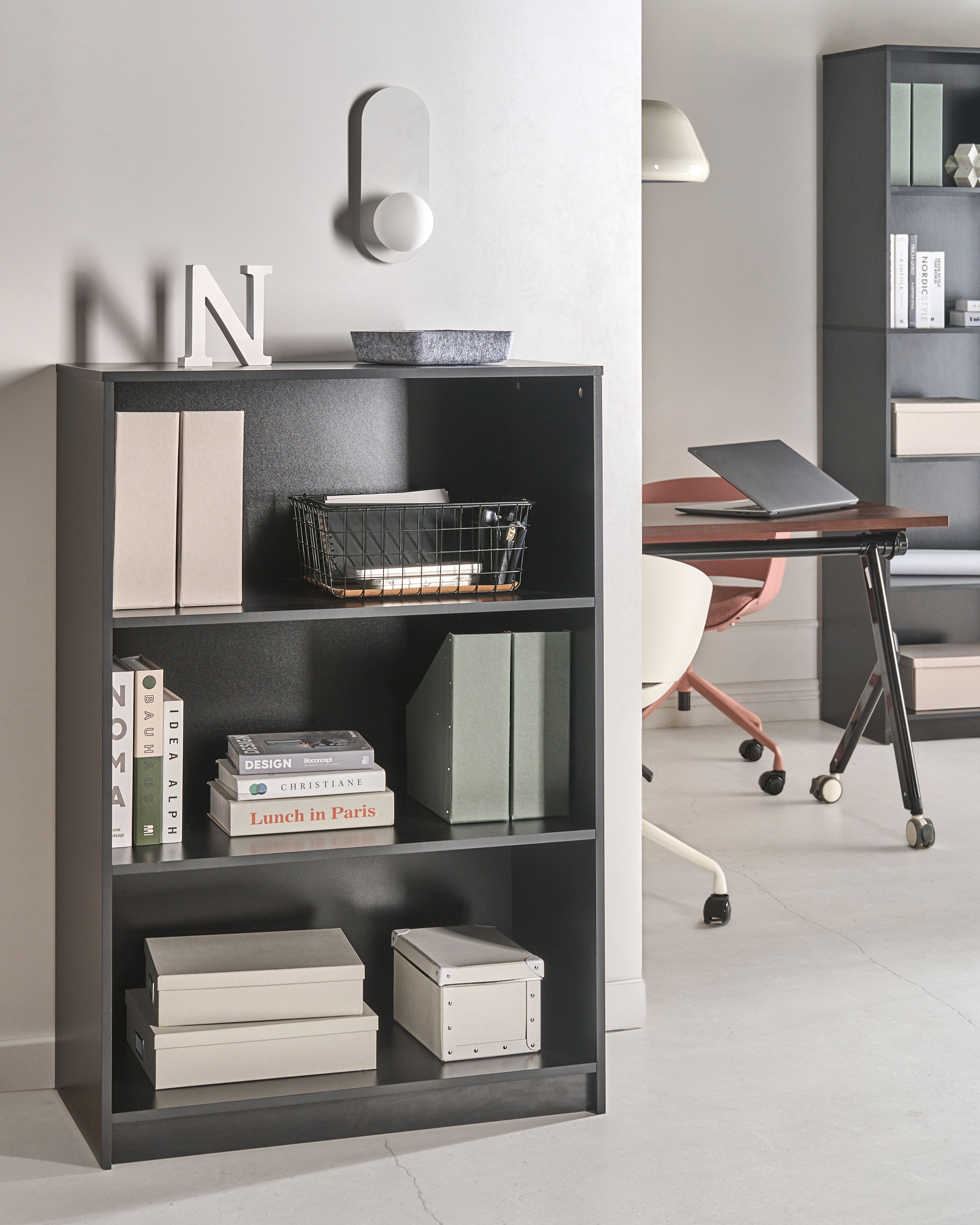 3 Tier Bookcase ZEHNA 117 cm Black
