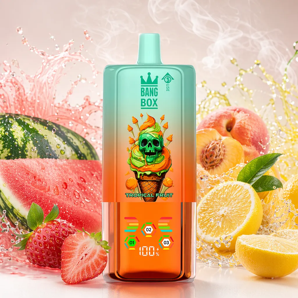 BANG BOX 80 000 puffów 3w1 – Tropical Fruit; wskaźnik smaku 01/02/03 i poziom baterii