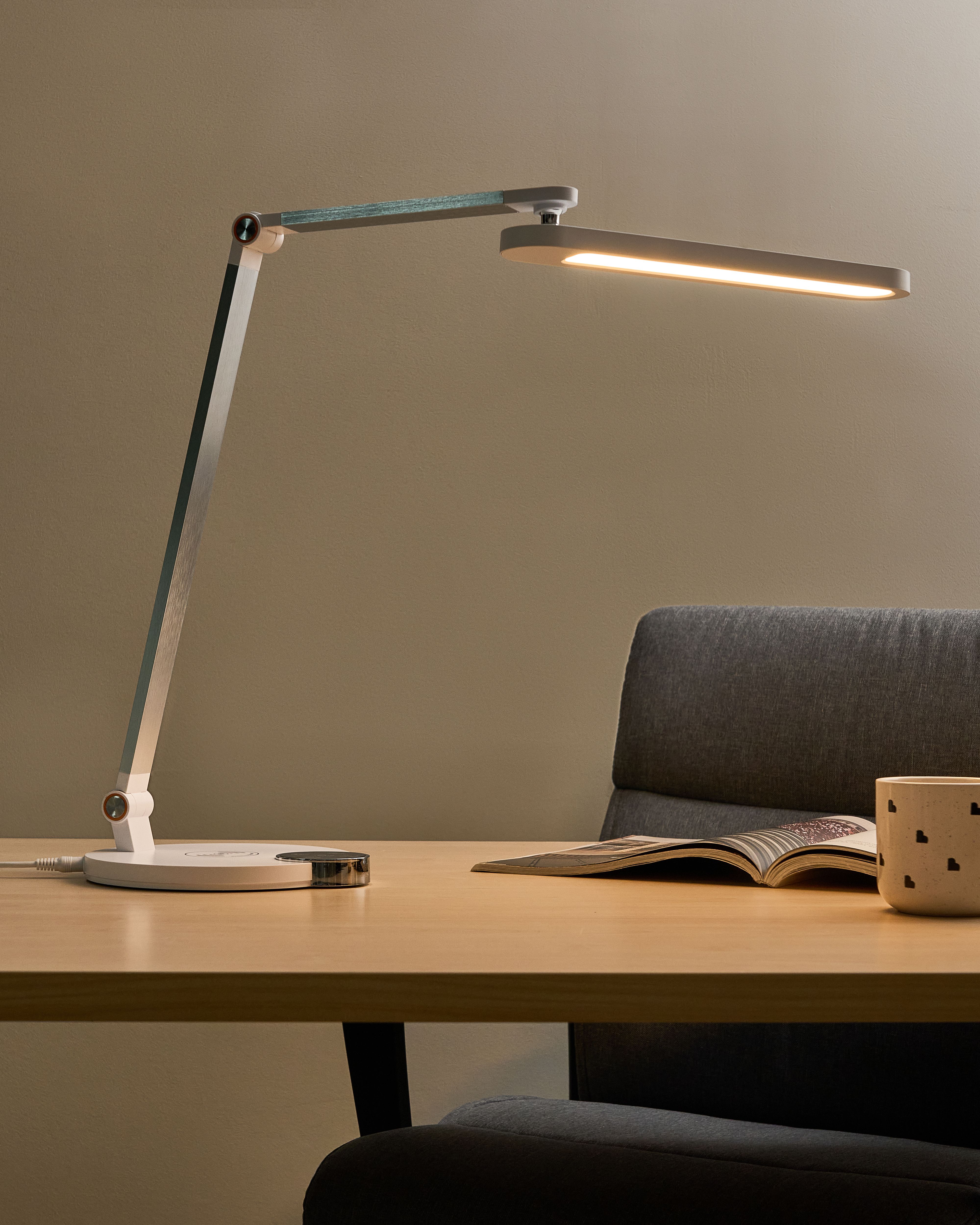 LED Desk Lamp CAROY with Wireless Charger White