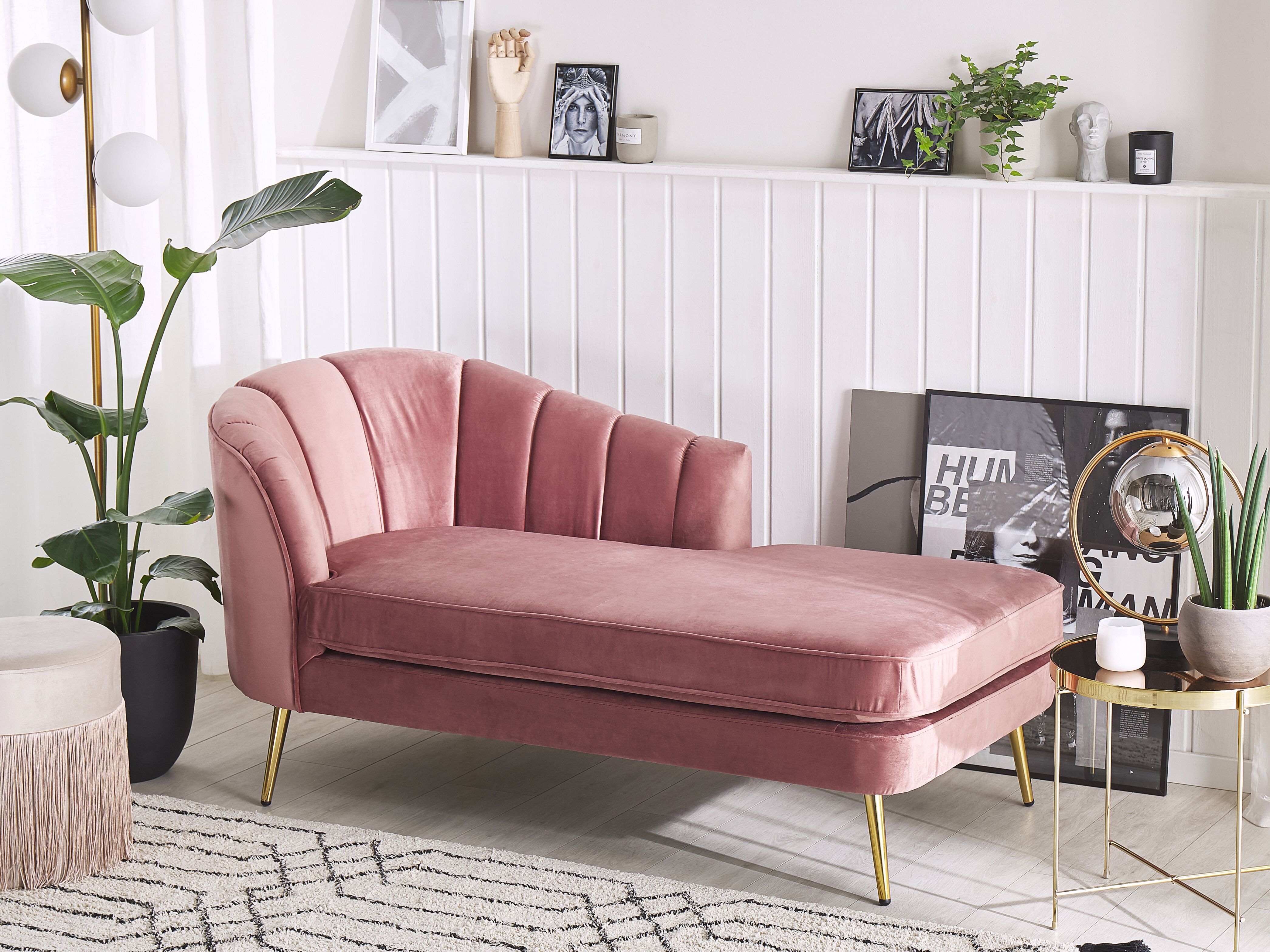 Left-Hand Chaise Lounge ALLIER Velvet Pink