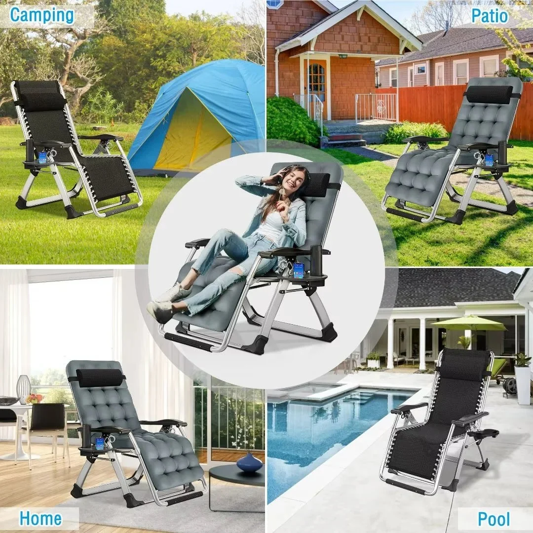 NAIZEA Zero Gravity Lawn Recliner Chairs, 2 Pack, Black - Image 79 NAIZEA Zero Gravity Lawn Recliner Chairs, 2 Pack, Black - Image 79