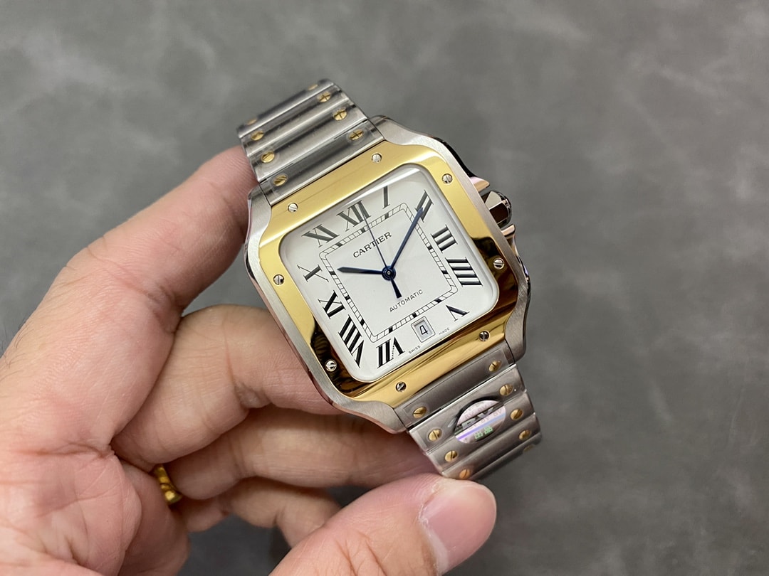 Fake cartier watch Santos large model mechanical movement Steel/Yellow Gold W2SA0009 BVF(1:1 replica) - Elite Watch Atelier