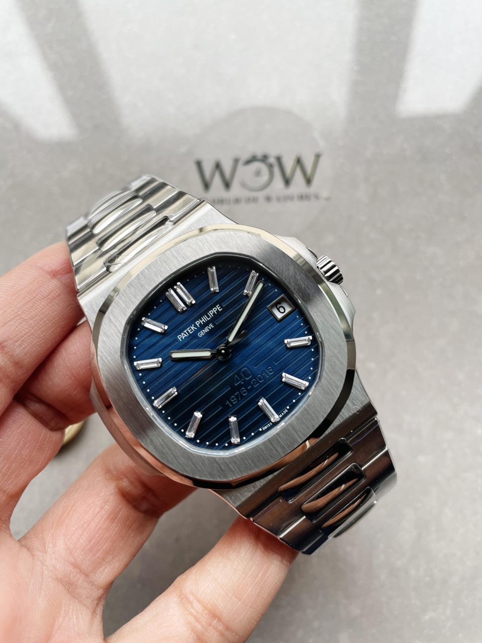 Replica PATEK PHILIPPE Nautilus 5711 40th Anniversary SS PPF 1:1 Best Edition Blue Dial on SS Bracelet A330 - Elite Watch Atelier