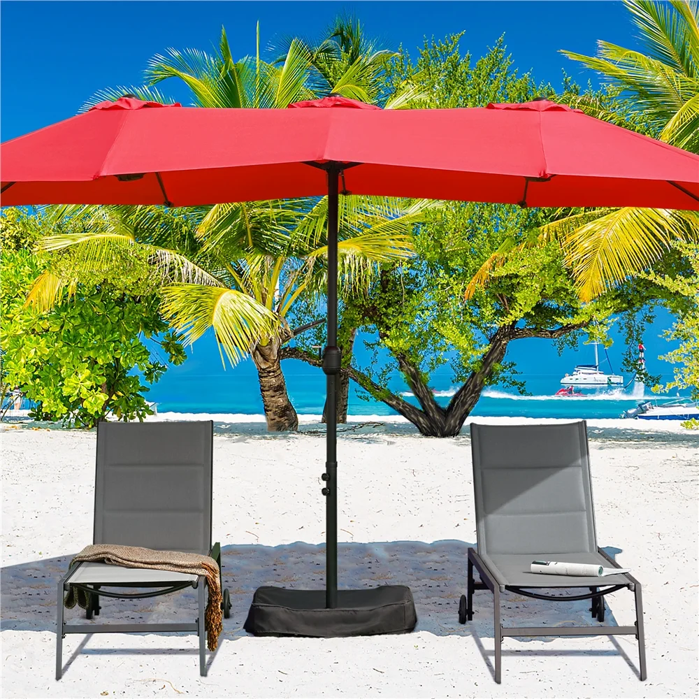 Topeakmart 13ft Patio Parasol Canopy with Crank, Tan - Image 23