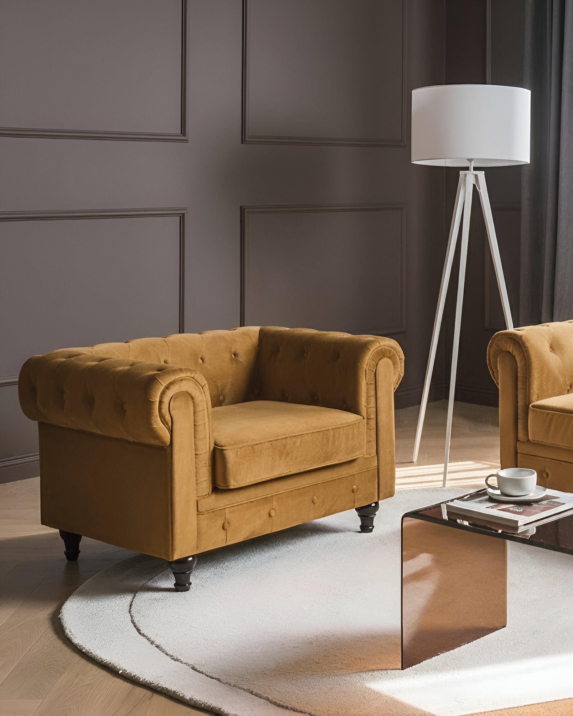 Armchair CHESTERFIELD Velvet Gold