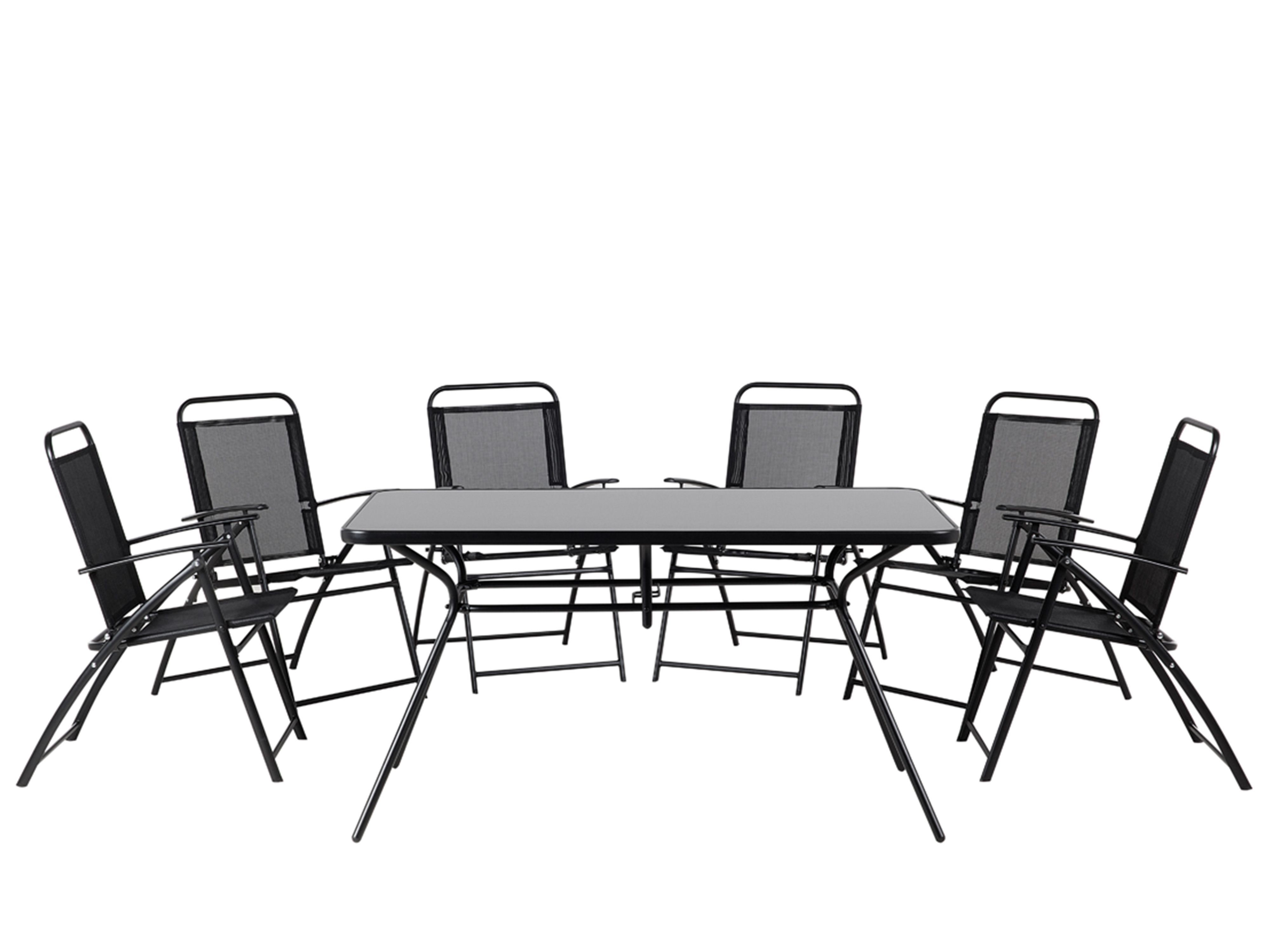 Garden Dining Set 6 Seater LIVO Metal Black