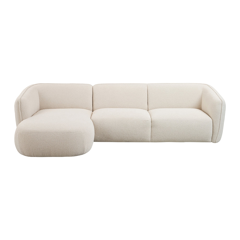 Blokker Soft Hoekbank met Chaise Longue Links - Bouclé - Crème