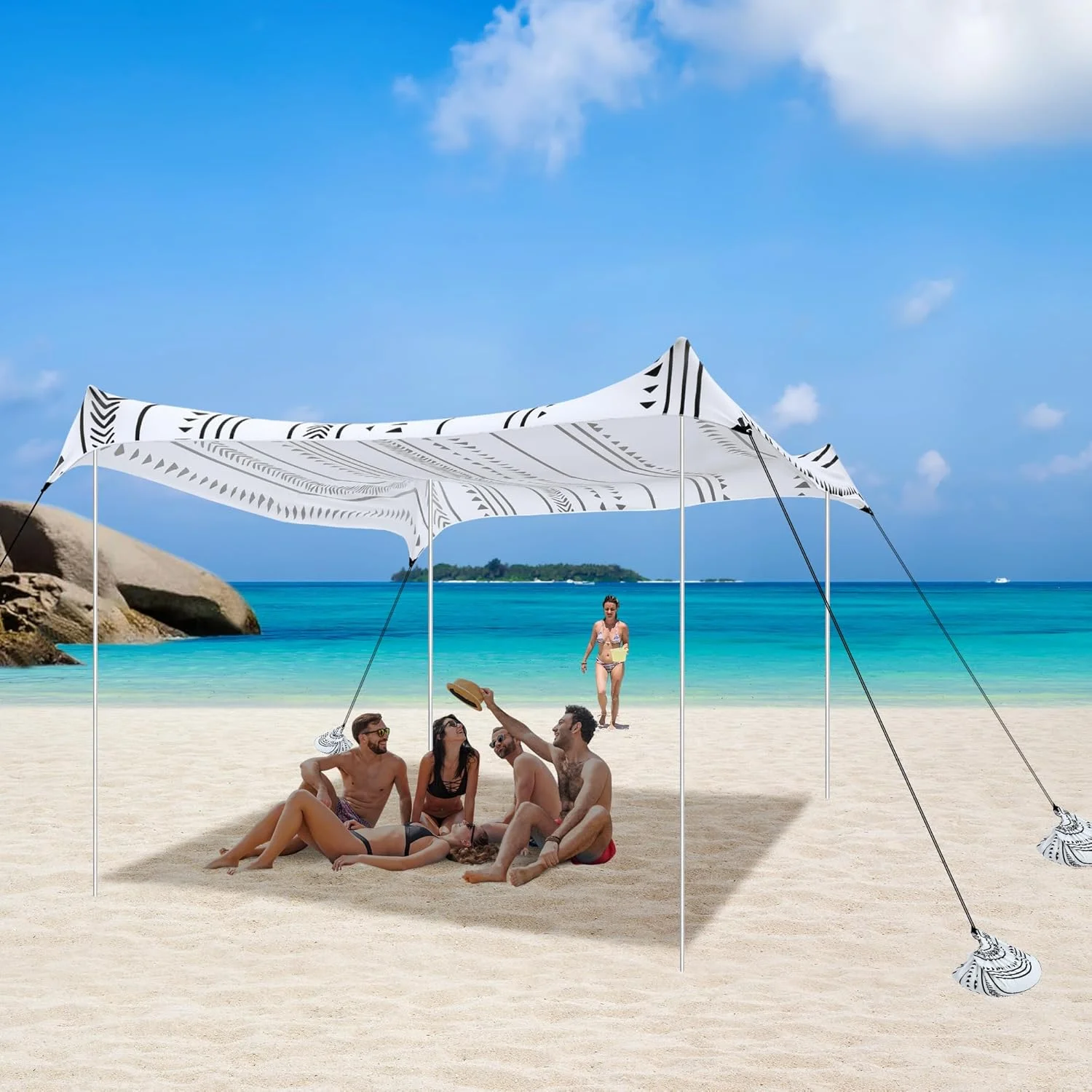 Beach Tent, UPF 50+ Beach Canopy Sun Shade, Portable 10×10 FT Large Pop-Up Beach Tent Sun Shelter with Sand Anchors, Ground Pegs, Easy Setup for Beach, Camping, Park, and Backyard Fun - Image 13