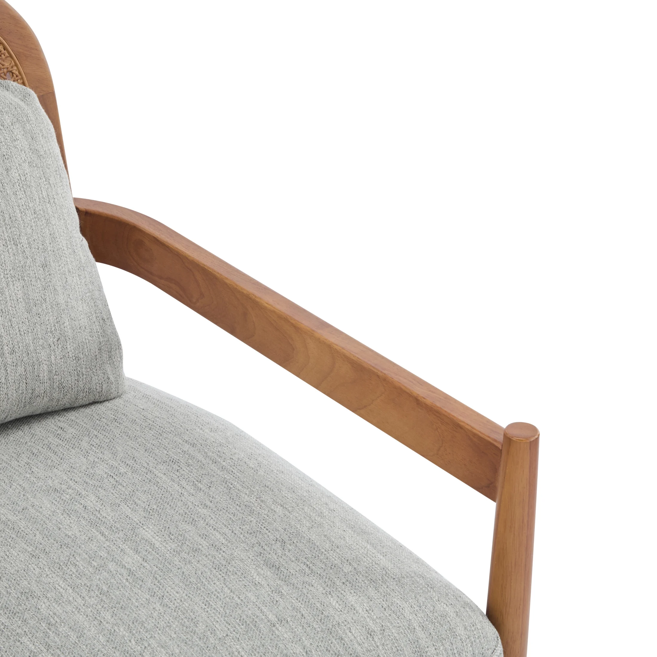 Christopher Knight Home Mid-Century Modern Accent Chairs, Wood Frame with Rattan Backrest, Grayish Green, Set of 2 - Image 6