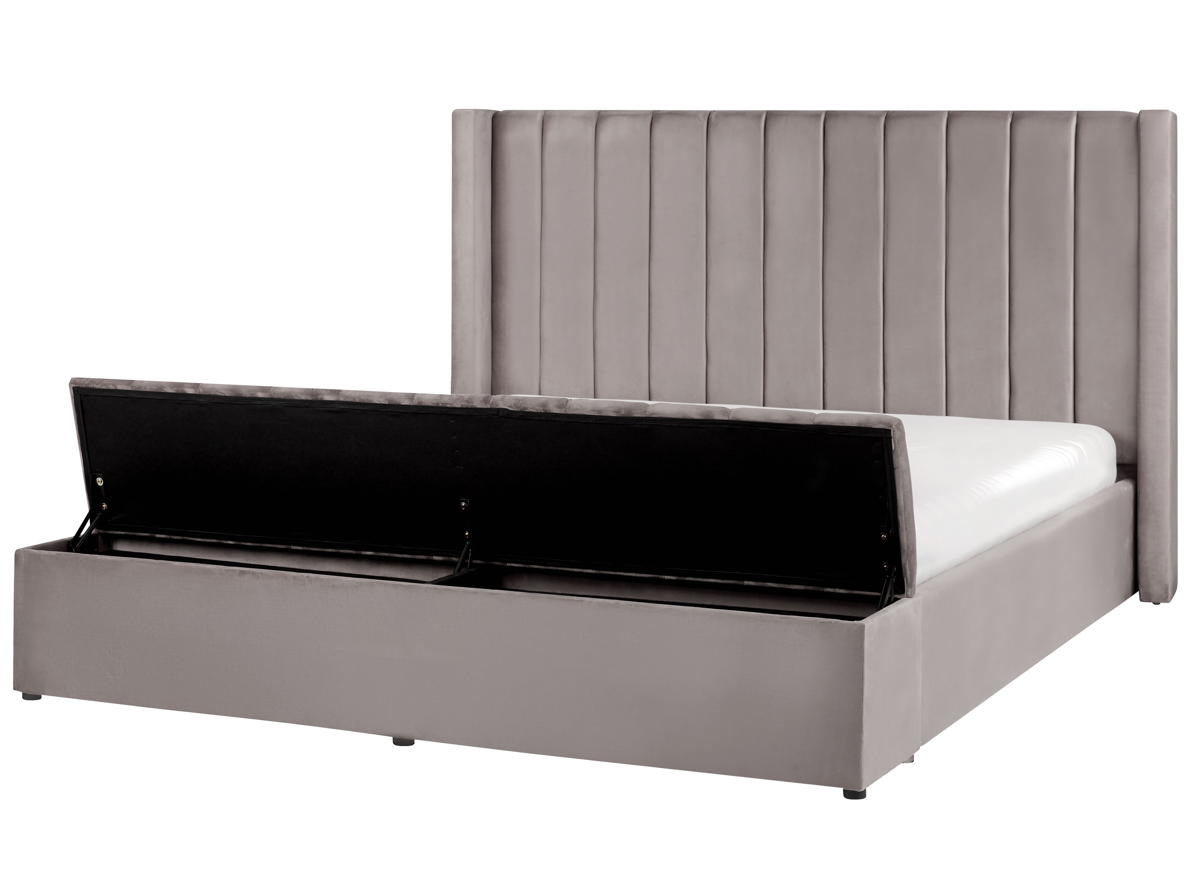 Waterbed with Storage Bench Velvet NOYERS 180 x 200 cm (EU Super King) Grey