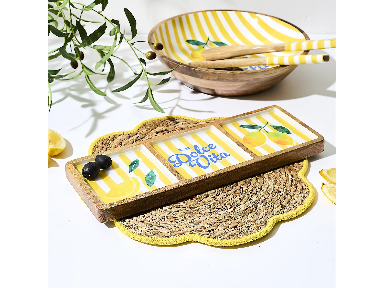 Planche Compartiments - HOME DECO FACTORY - Dolce Vita - Manguier - Jaune