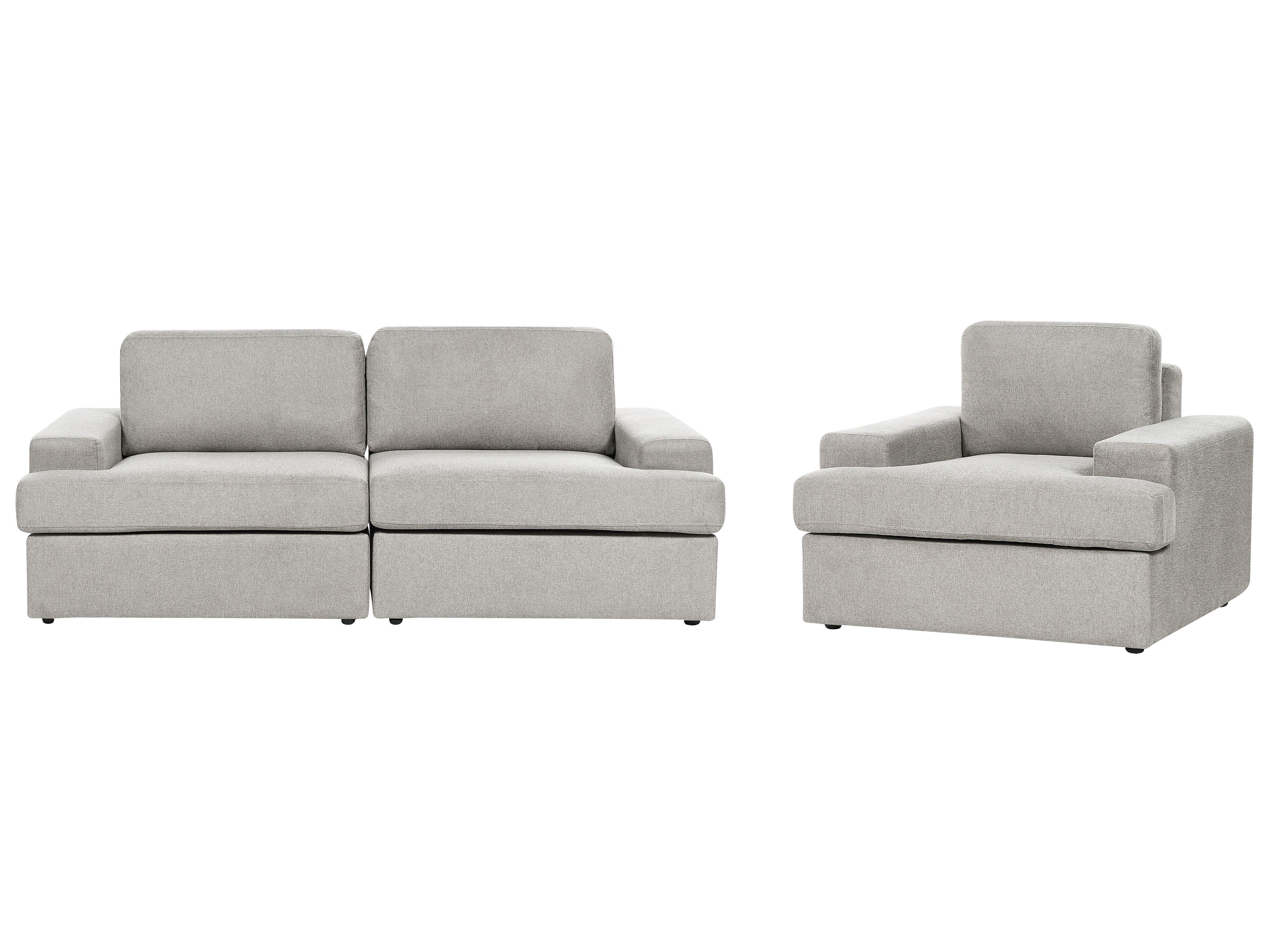 Living Room Set 4 Seater ALLA Fabric Light Grey