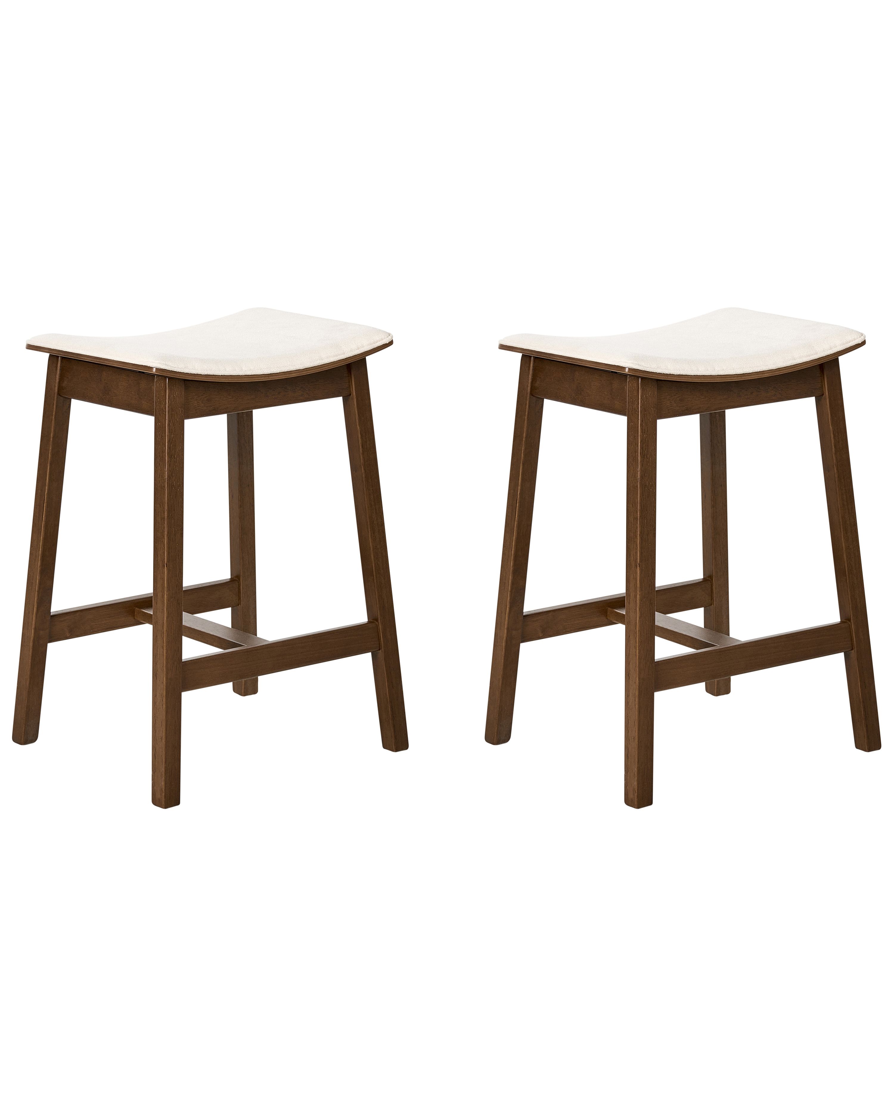 Set of 2 Bar Stools DIXON Wood Off-White/ Dark Brown