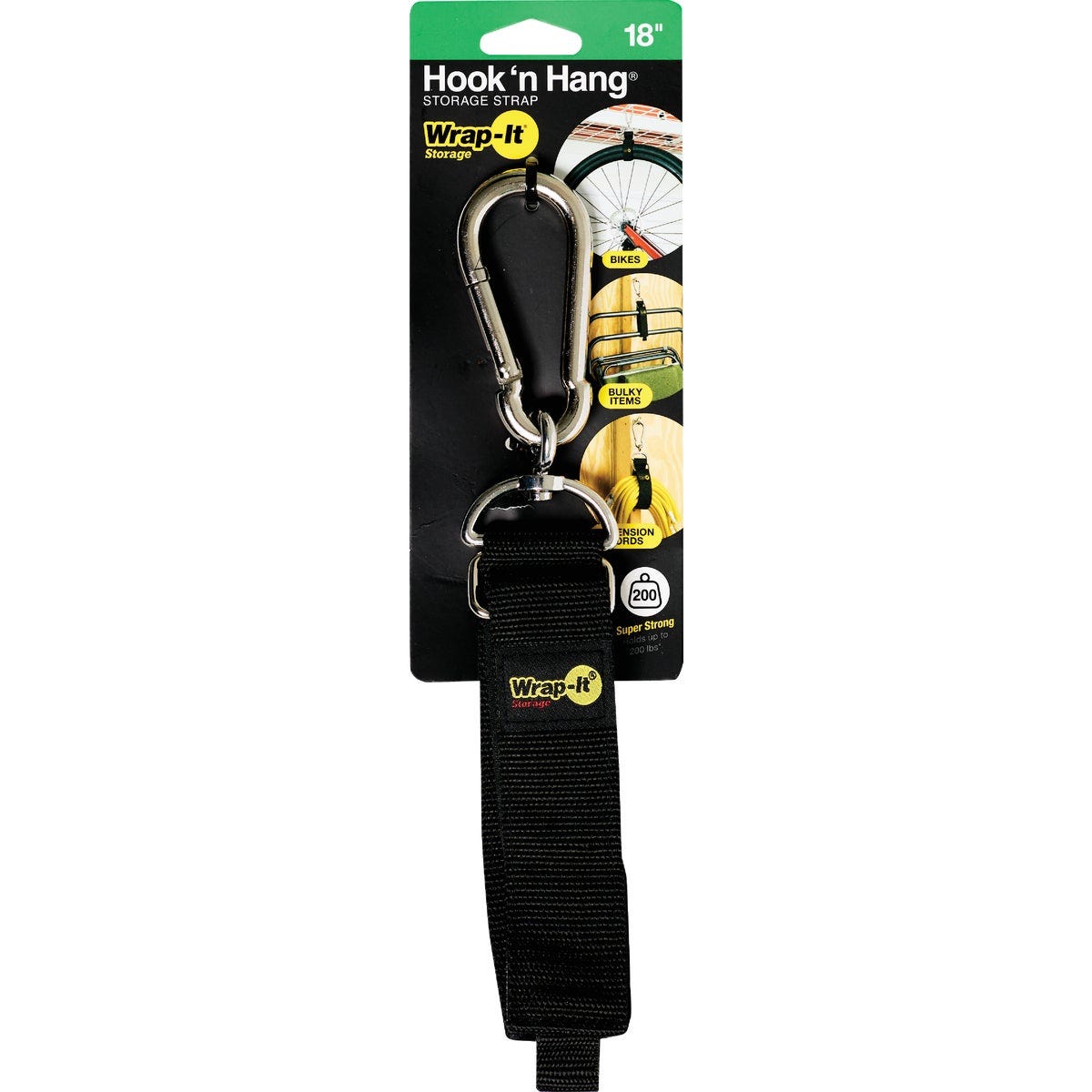 Wrap-It Storage Hook 'n Hang 18 In. x 1.5 In. Hanging Cinch Strap with Carabiner