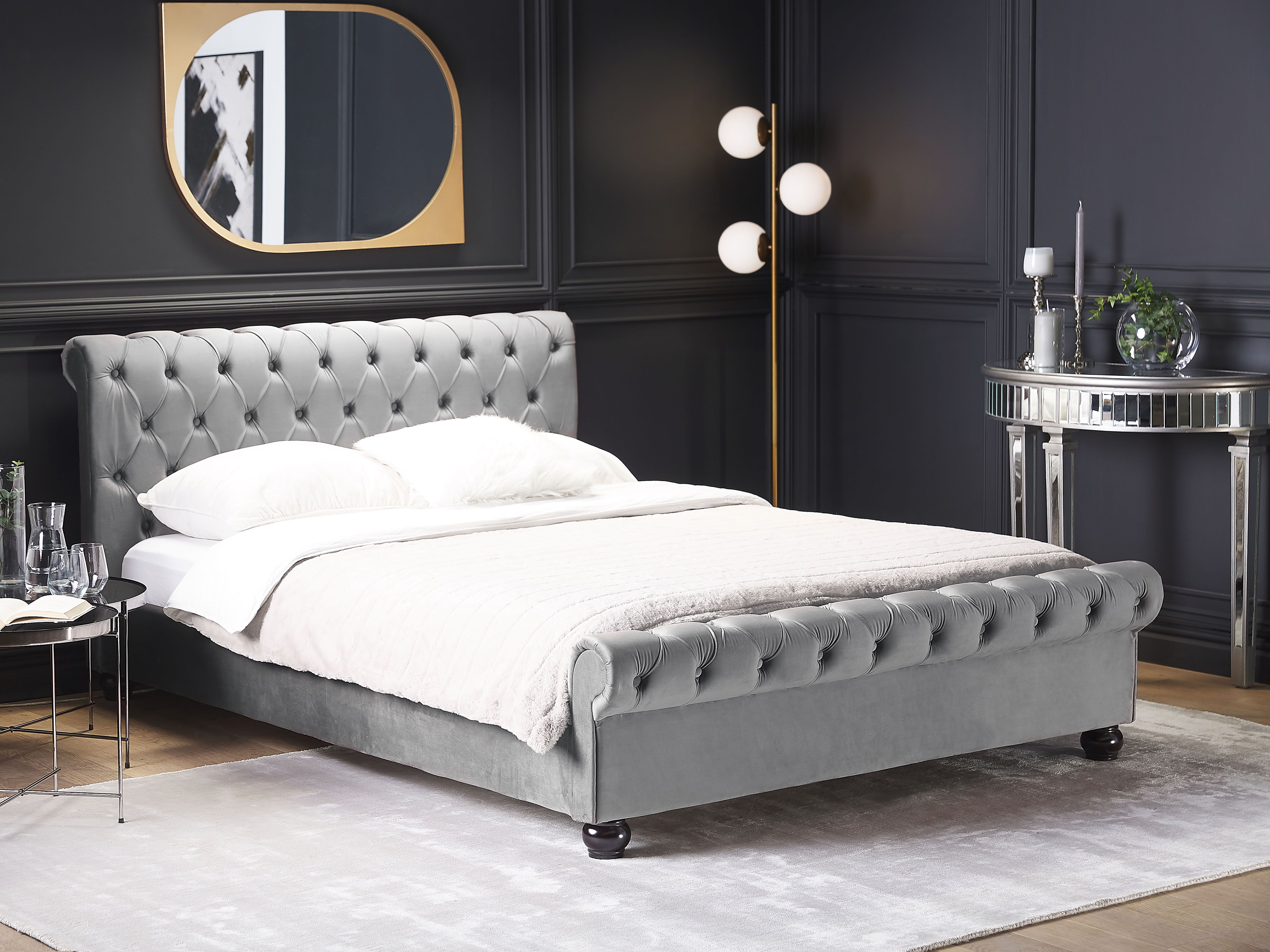 Waterbed Velvet AVALLON 180 x 200 cm (EU Super King) Grey