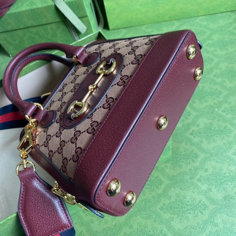 Replica Gucci Horsebit 1955 Gg Mini Bag 677212 In Burgundy Gg Canvas1:1High-quality replica