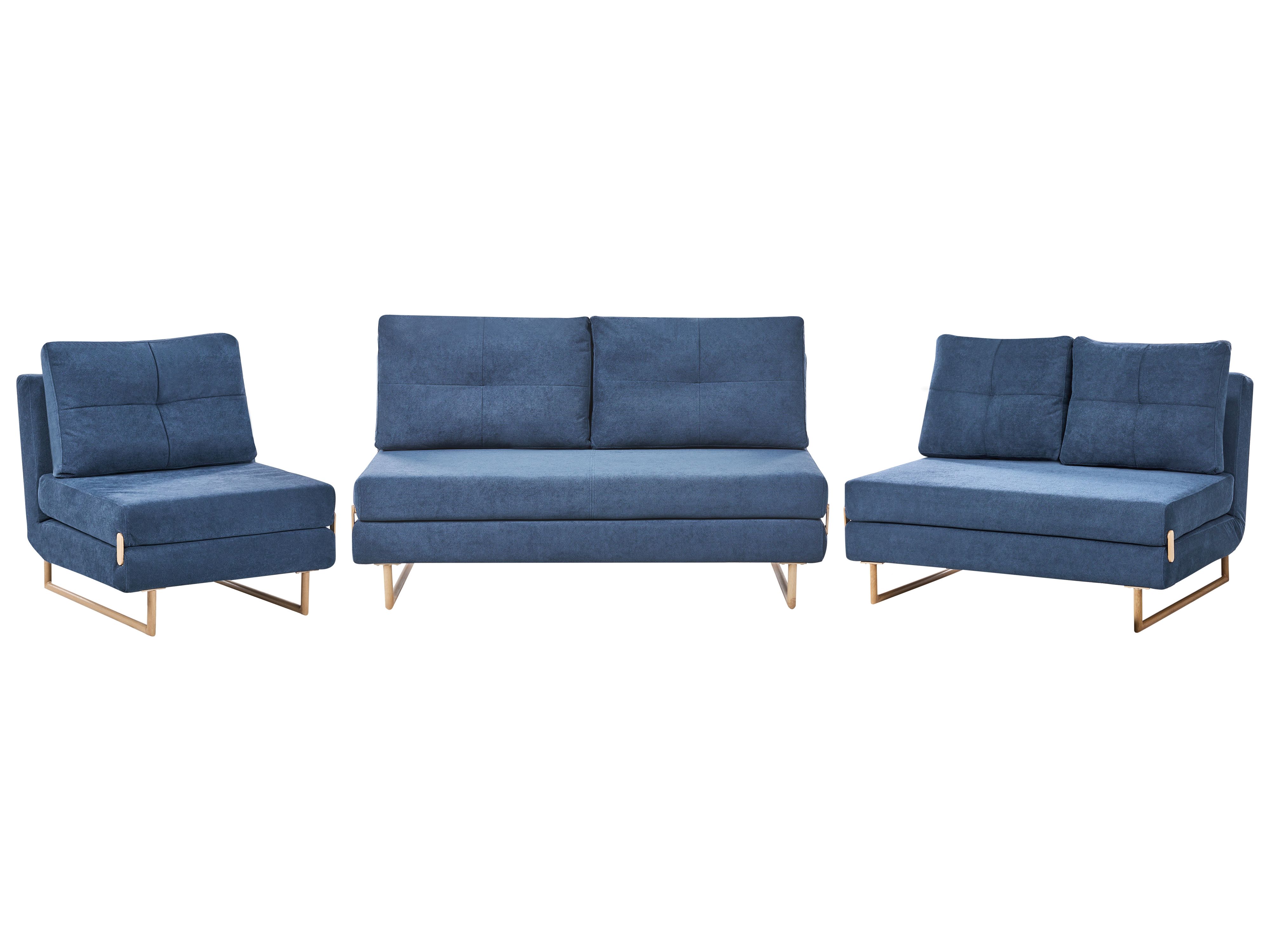 Living Room Set 6 Seater JERSLEV Fabric Blue