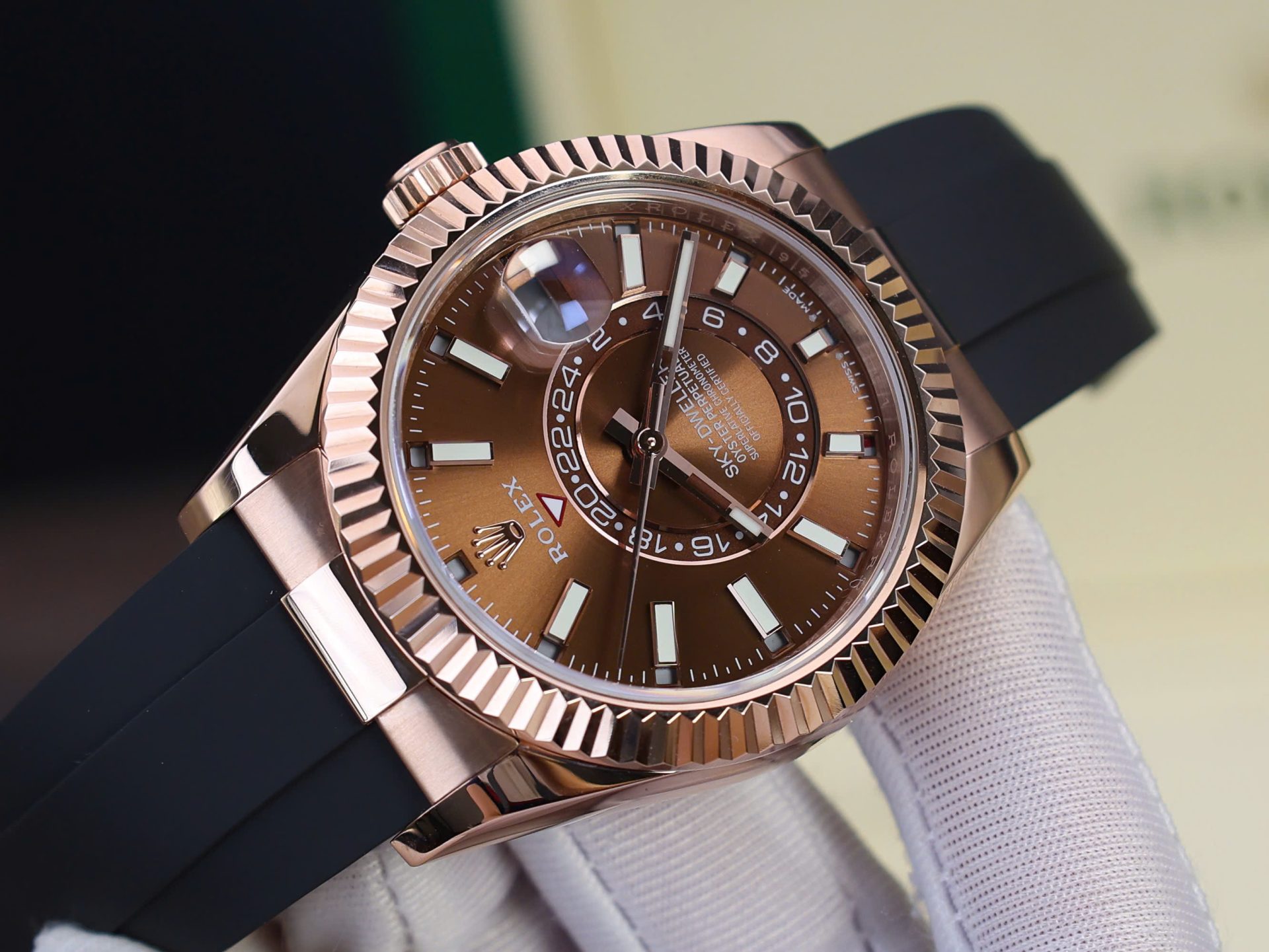 Rolex Sky-Dweller M336235 Custom Gold Wrapped Chocolate Dial 42mm - Top club