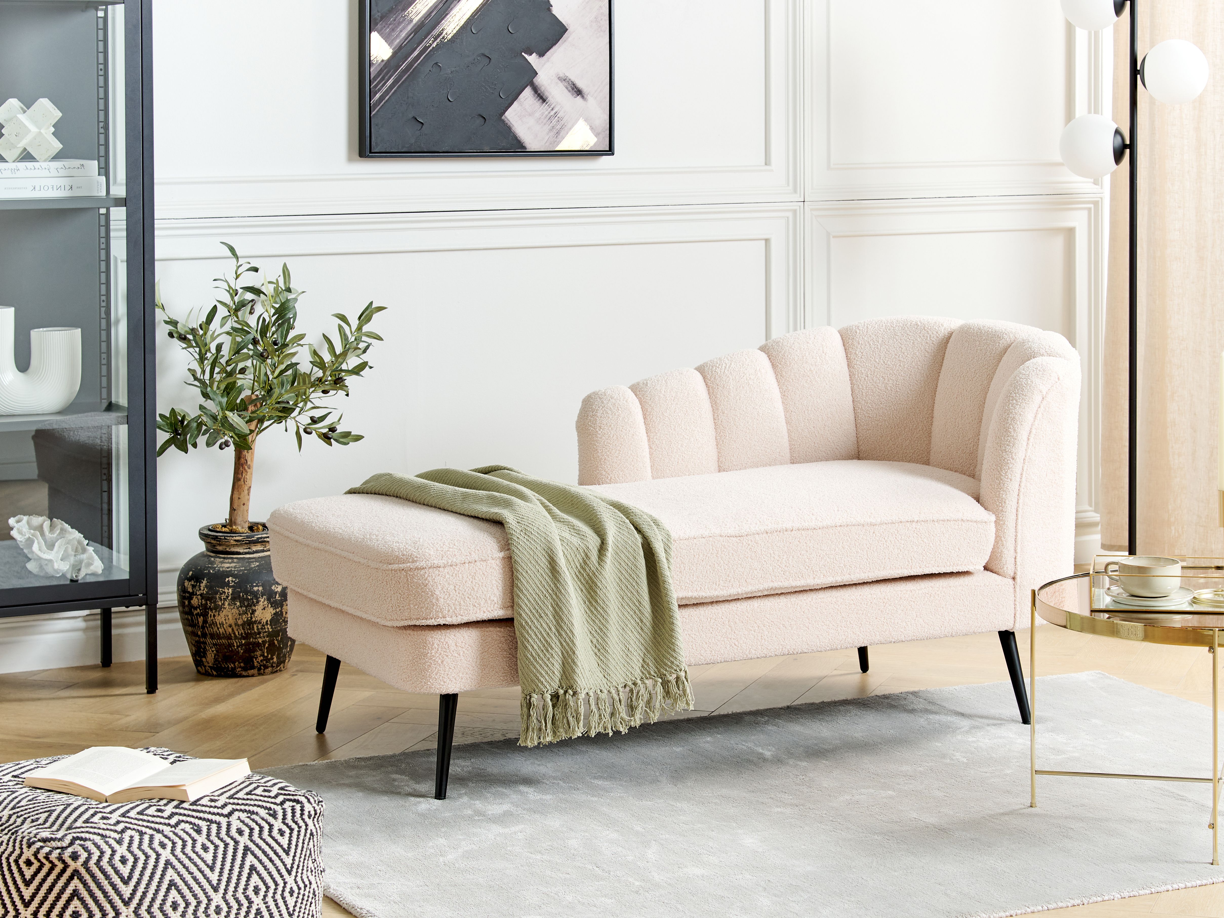 Right-Hand Chaise Lounge ALLIER Boucle Light Beige