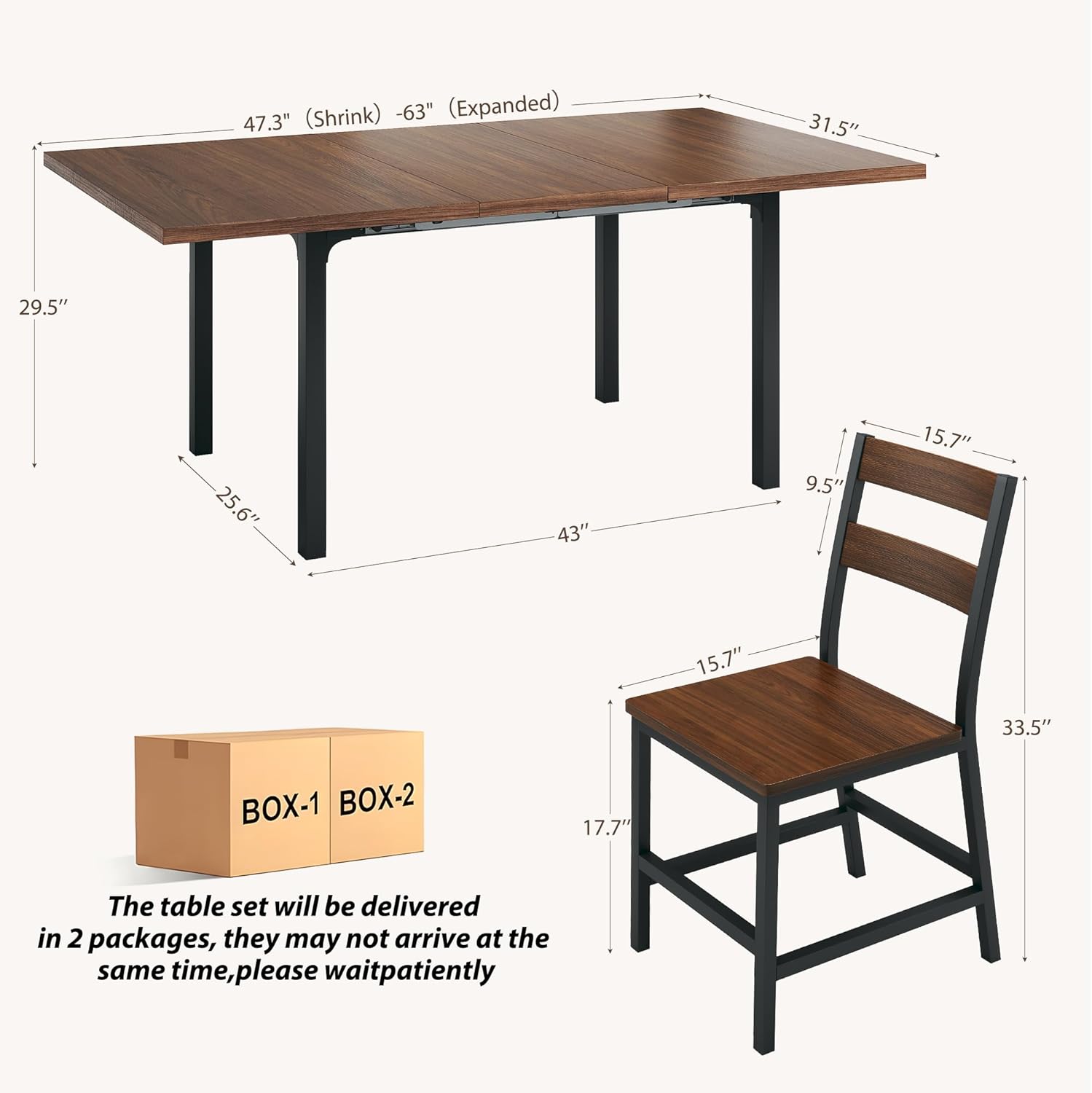 7-Piece Dining Table Set for 4-6, 63