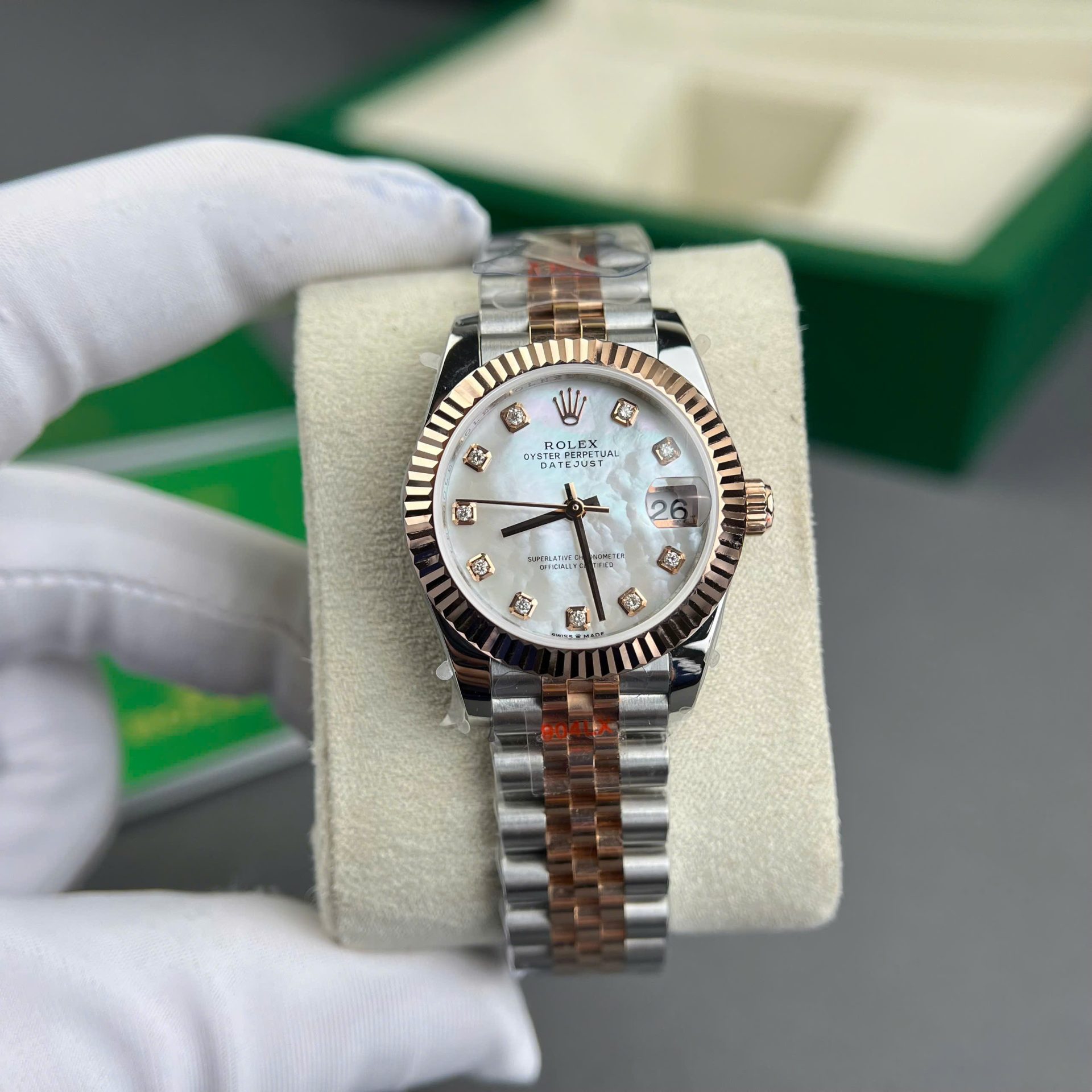 Rolex DateJust Replica Watch Gold Wrapped + MOP Dial Natural Diamond Markers GM Factory 31mm - Top club