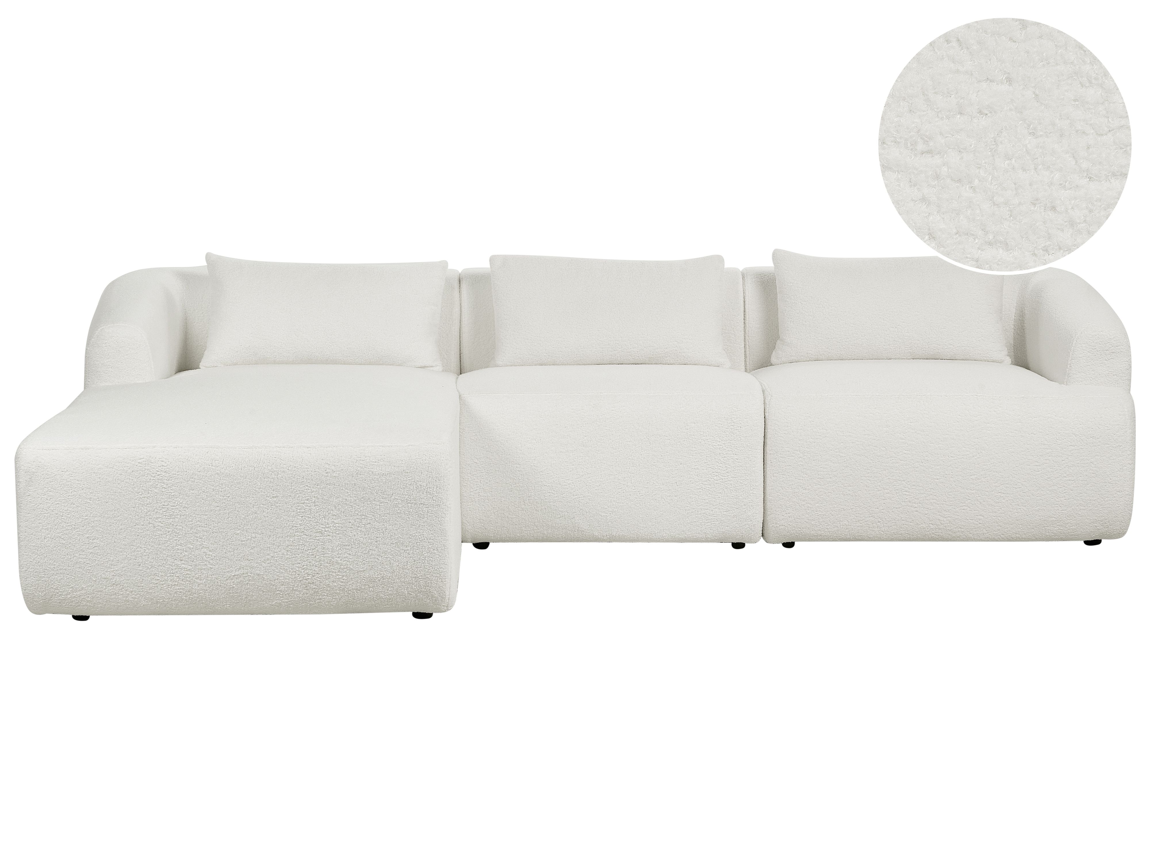 Corner Sofa 3 Seater SVANSELE Boucle Off-White Right Hand