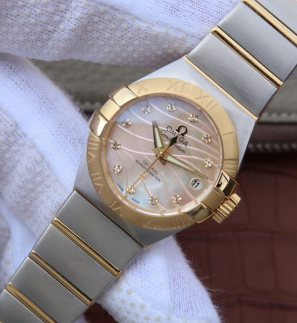 Replica Omega V6 Constellation 27mm YG Dial Diamonds Markers SS/YG Bracelet A8520 - Elite Watch Atelier