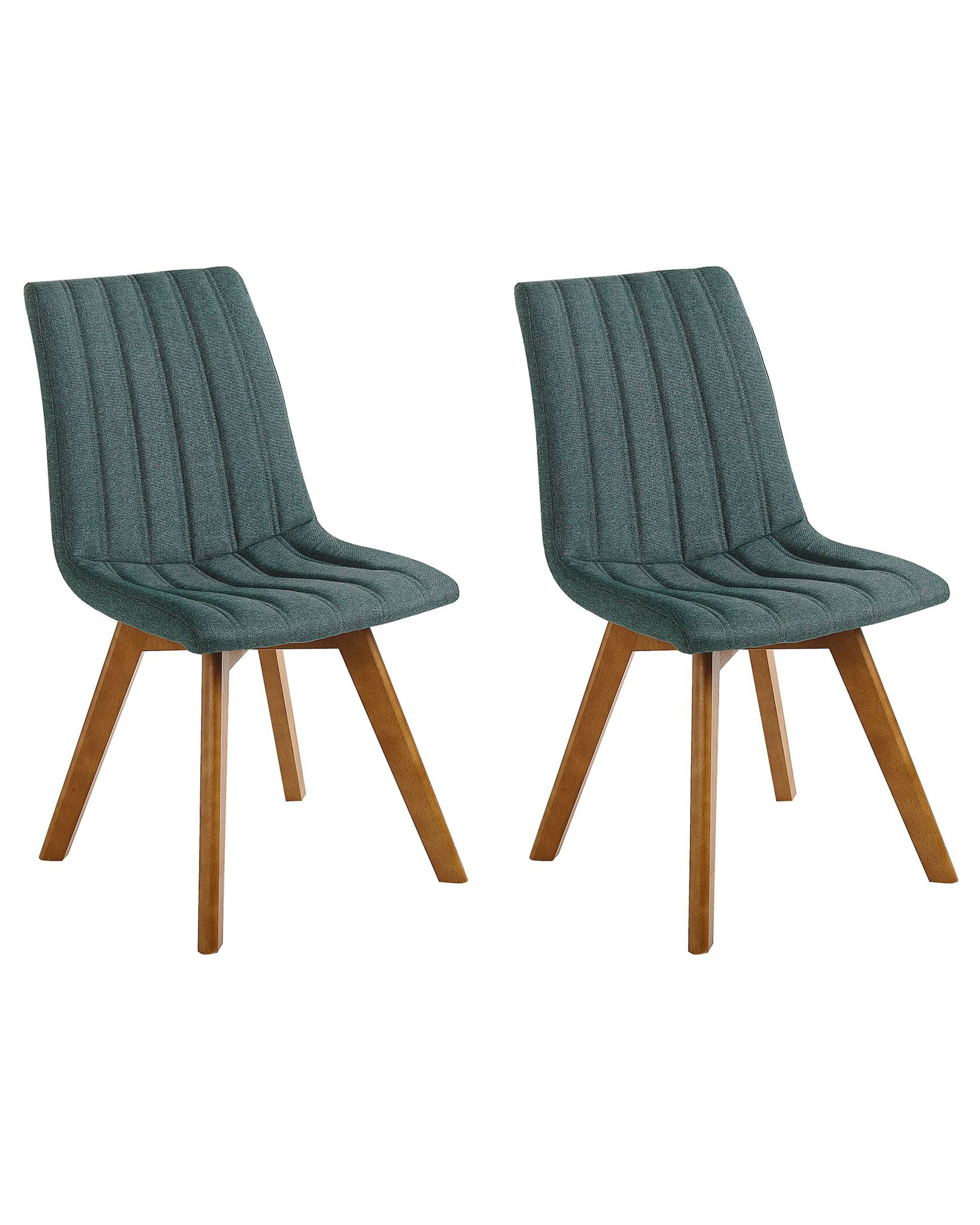 Set of 2 Dining Chairs CALGARY Fabric Dark Green