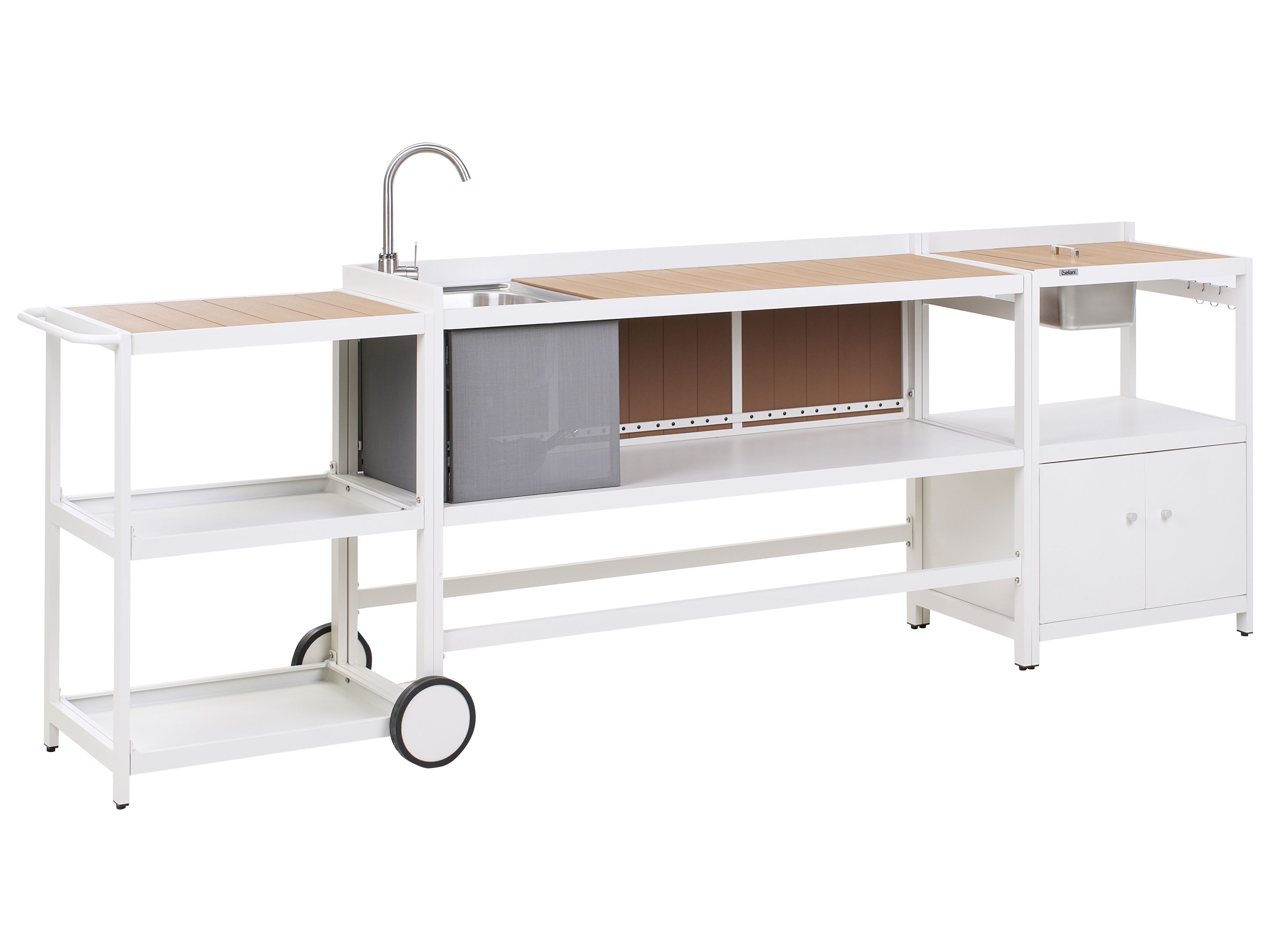 3 Piece Outdoor Kitchen Set with Sink ORTISEI Metal White