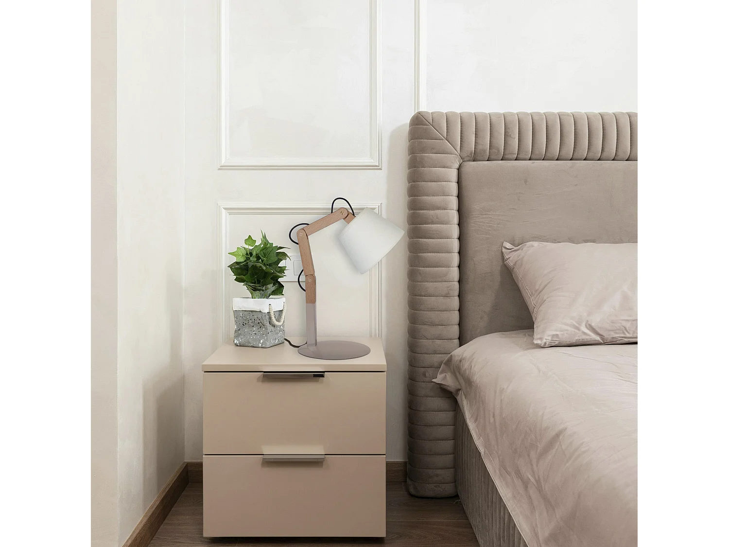 Lampe de Bureau TOSEL ,bois,Gris ,H45xD18xP18cm