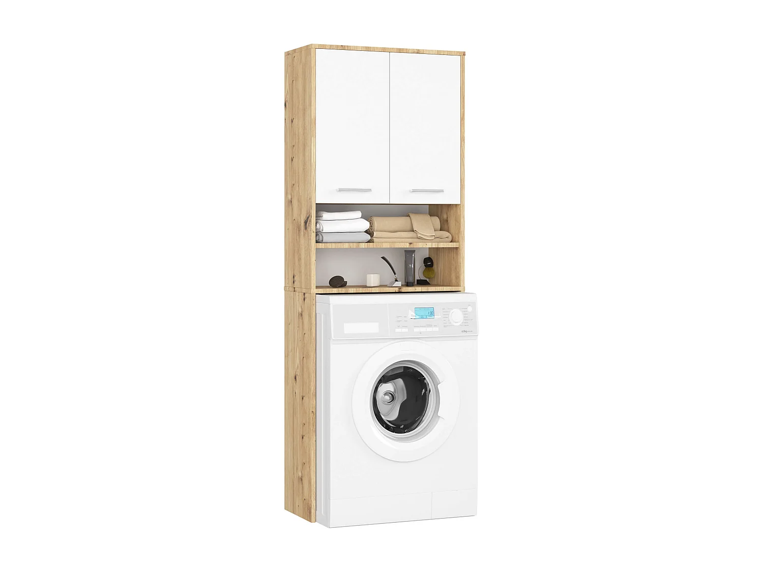 Meuble de rangement pour machine à laver, 2 portes, 64 x 30 x 190 cm