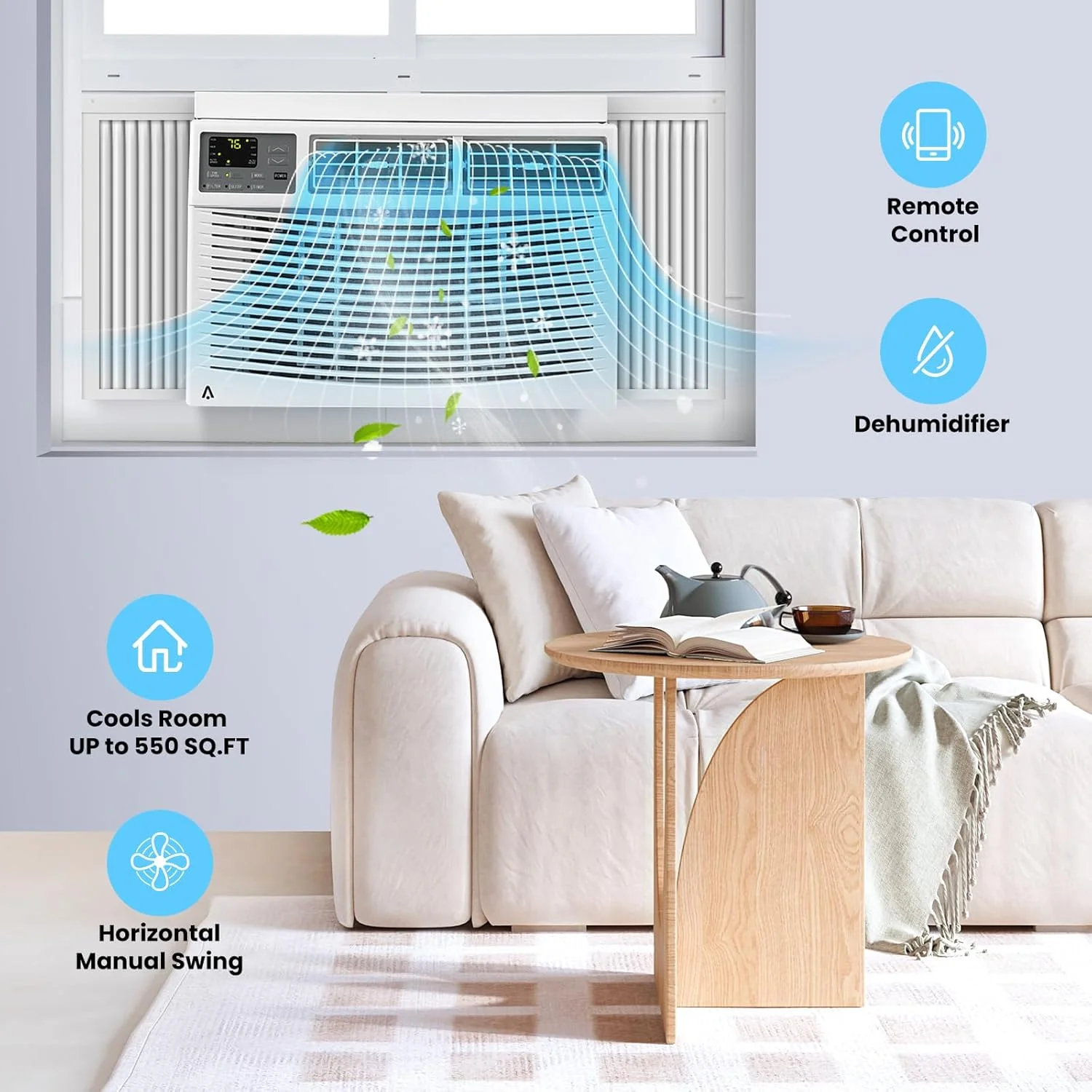 Air Conditioner, 8000 BTU Turbo Fast Cooling AC Unit Remote/App Control, Flexible Window Opening(T Design Install Kit), 24H Timer, Washable Filter,White - Image 22