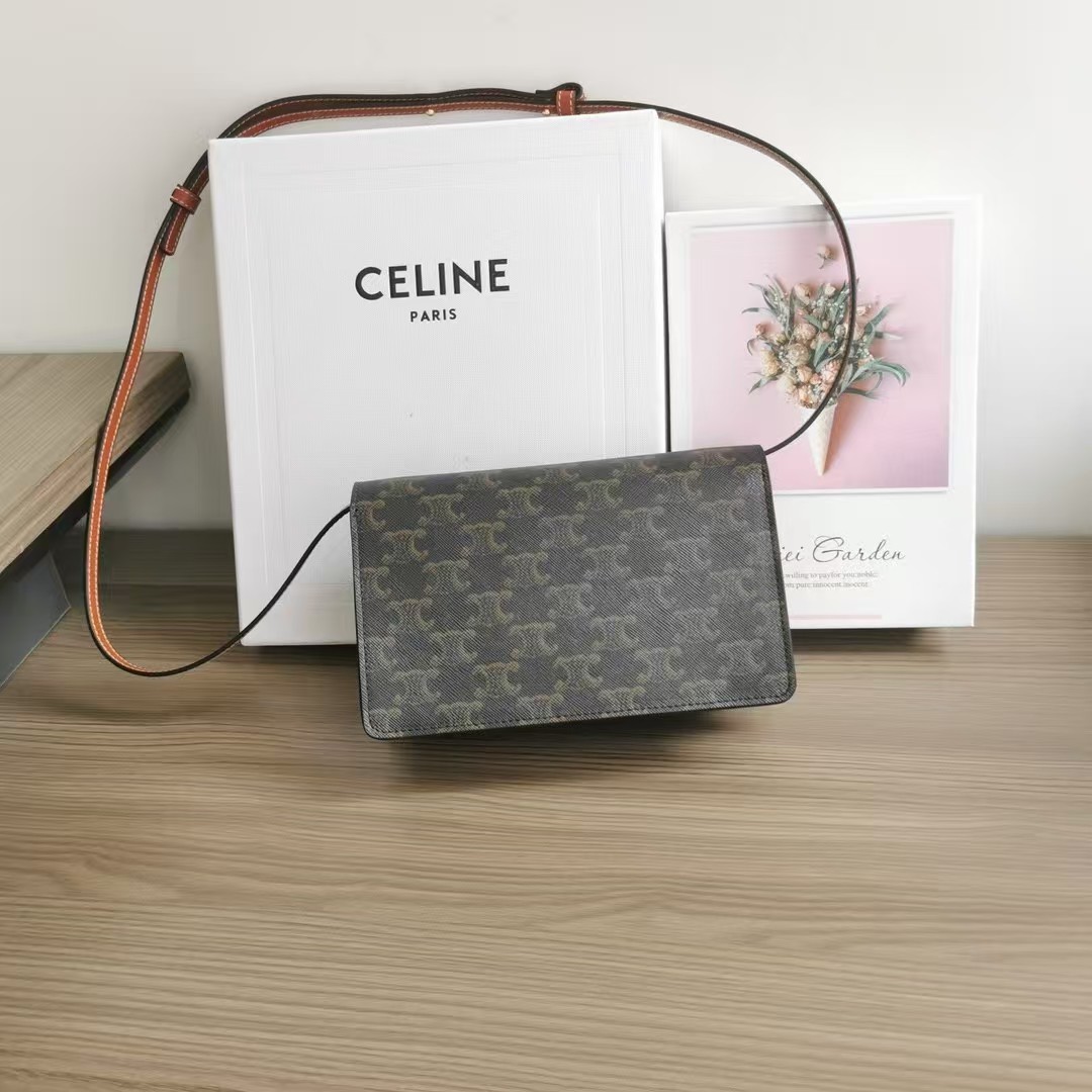 Celine Triomphe Canvas Lambskin Wallet