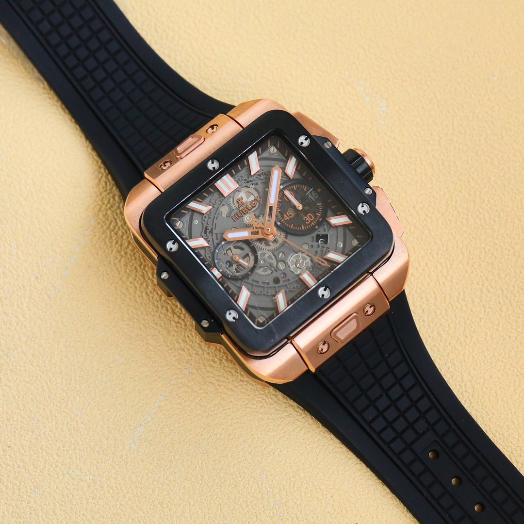 HUBLOT SQUARE BANG UNICO 45mm Rubber Strap(1:1 replica) - Top club