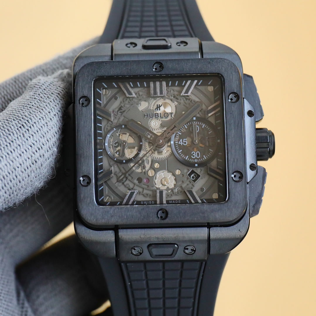 HUBLOT SQUARE BANG UNICO 45MM RUBBER STRAP(1:1 replica) - Elite Watch Atelier