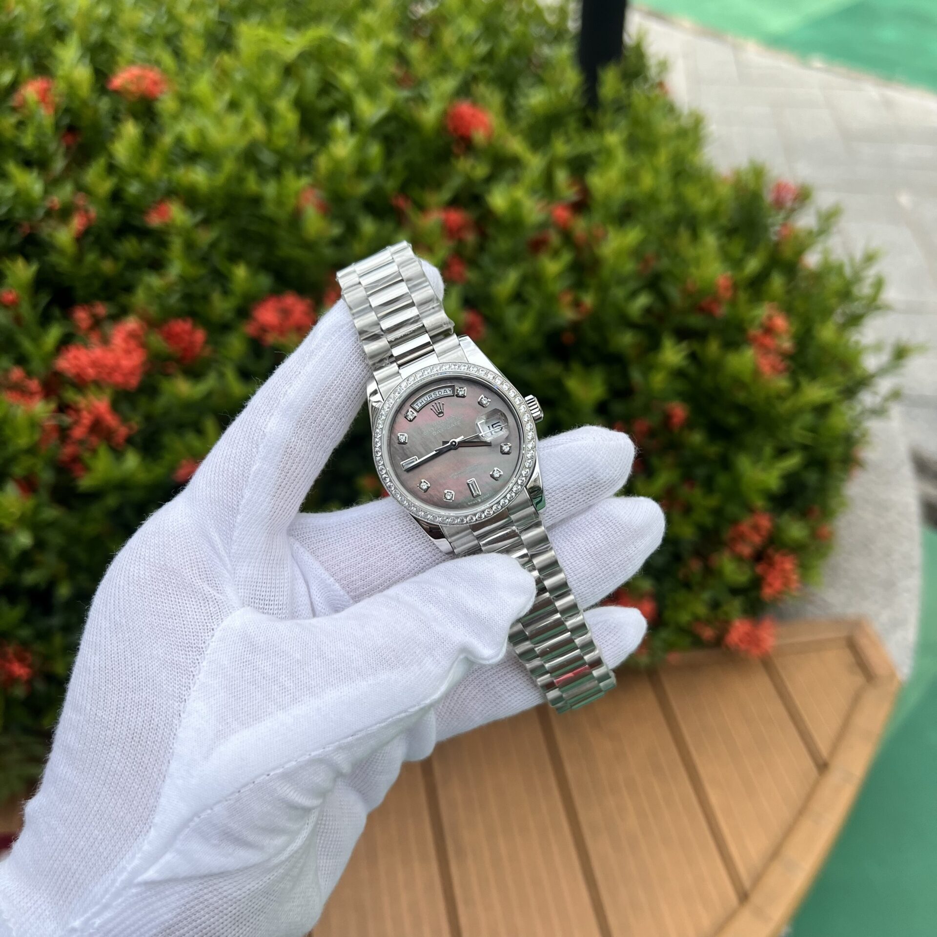 Rolex Replica 1:1 Watch Day-Date Purple Mother of Pearl Dial Swiss Movement 36mm - Top club