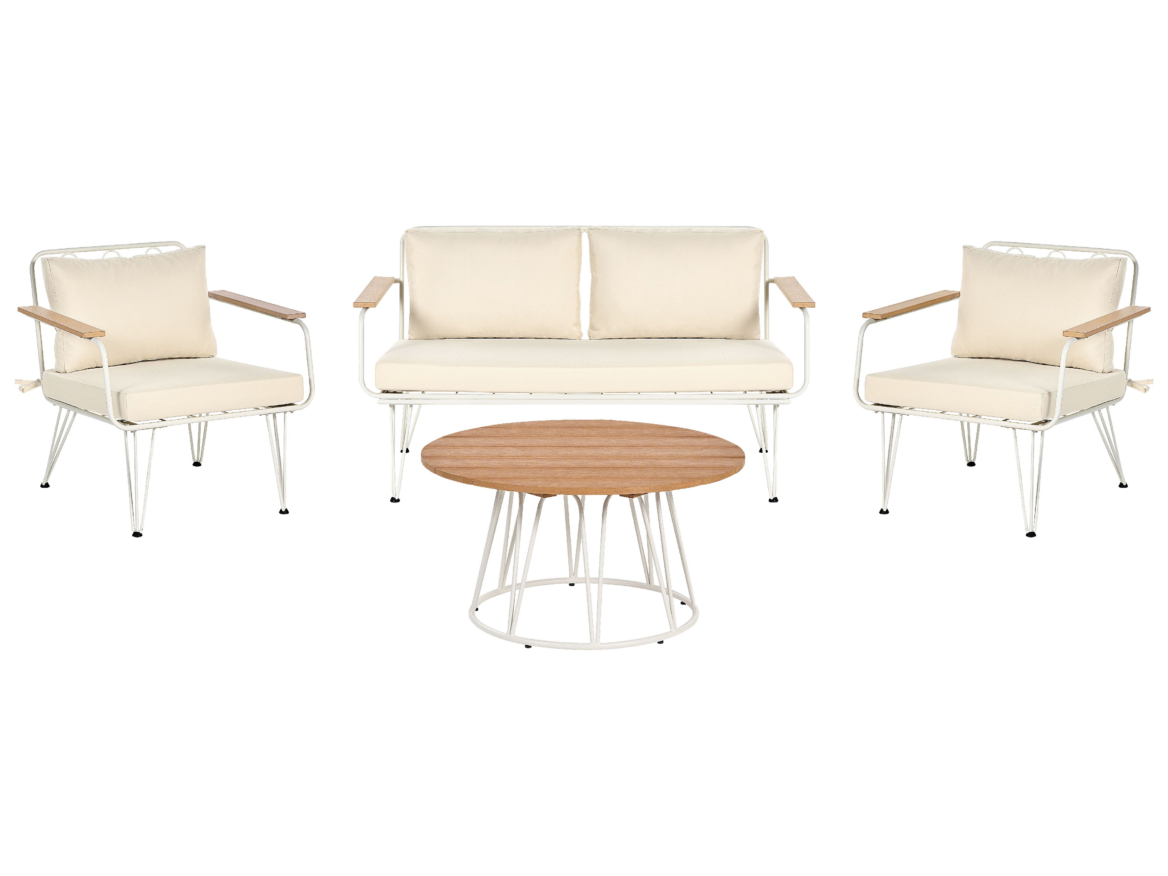 Garden Lounge Set with Table 4 Seater MONTESILVANO Metal Light Beige