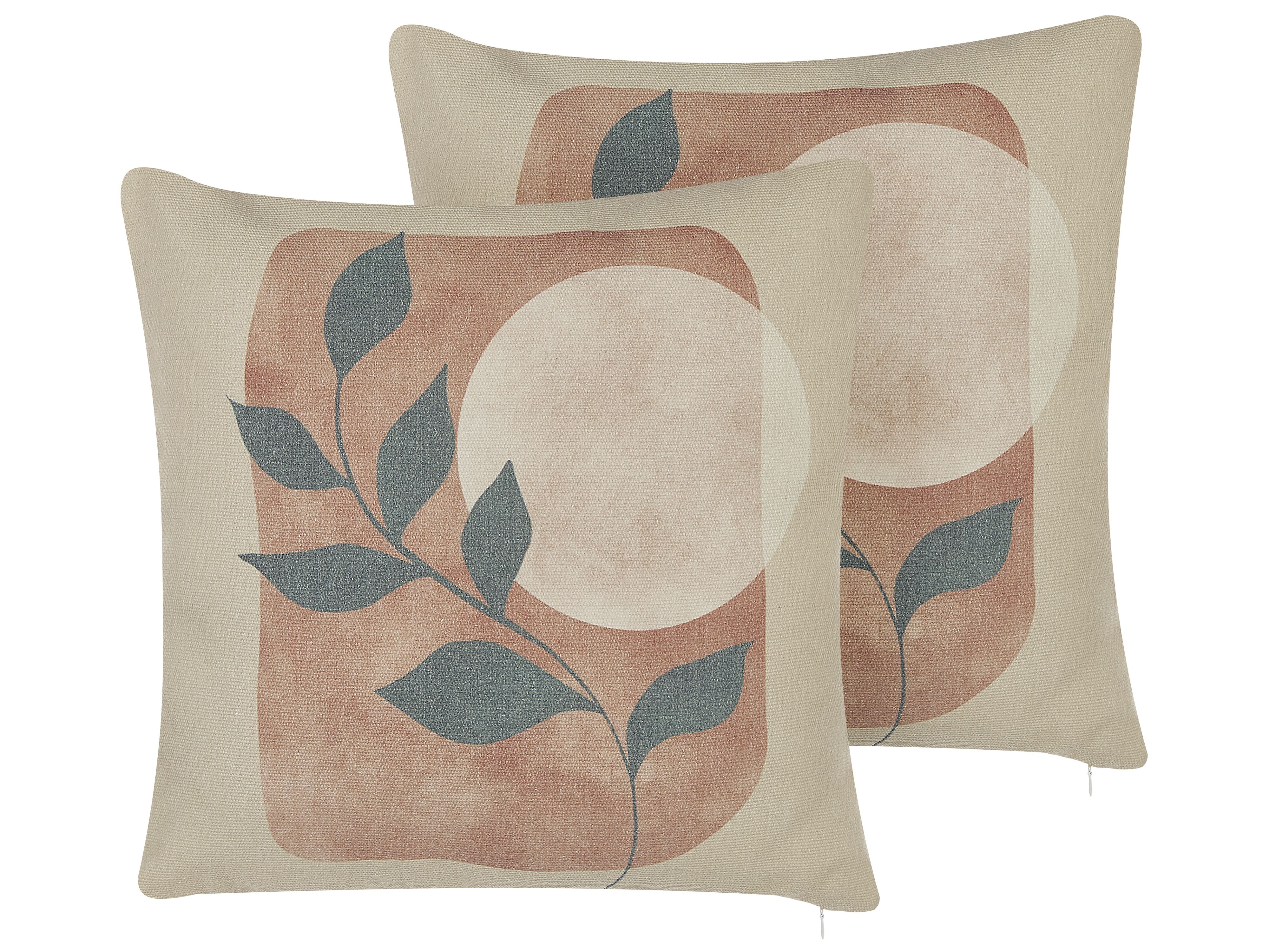 Set of 2 Decorative Cushions CALLIOPSIS 45 x 45 cm White Abstract Pattern